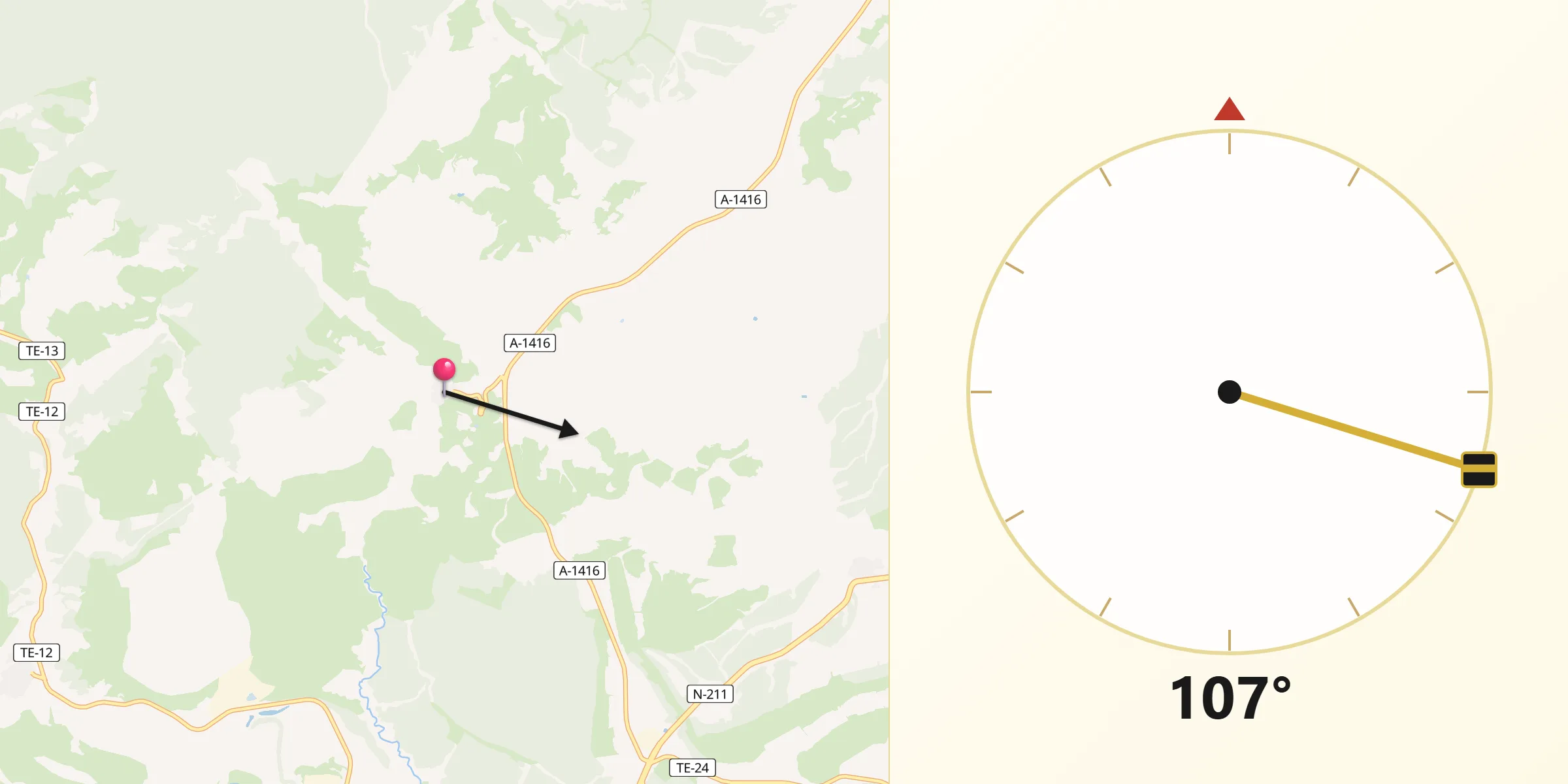 Dirección de la Qibla desde Crivillén