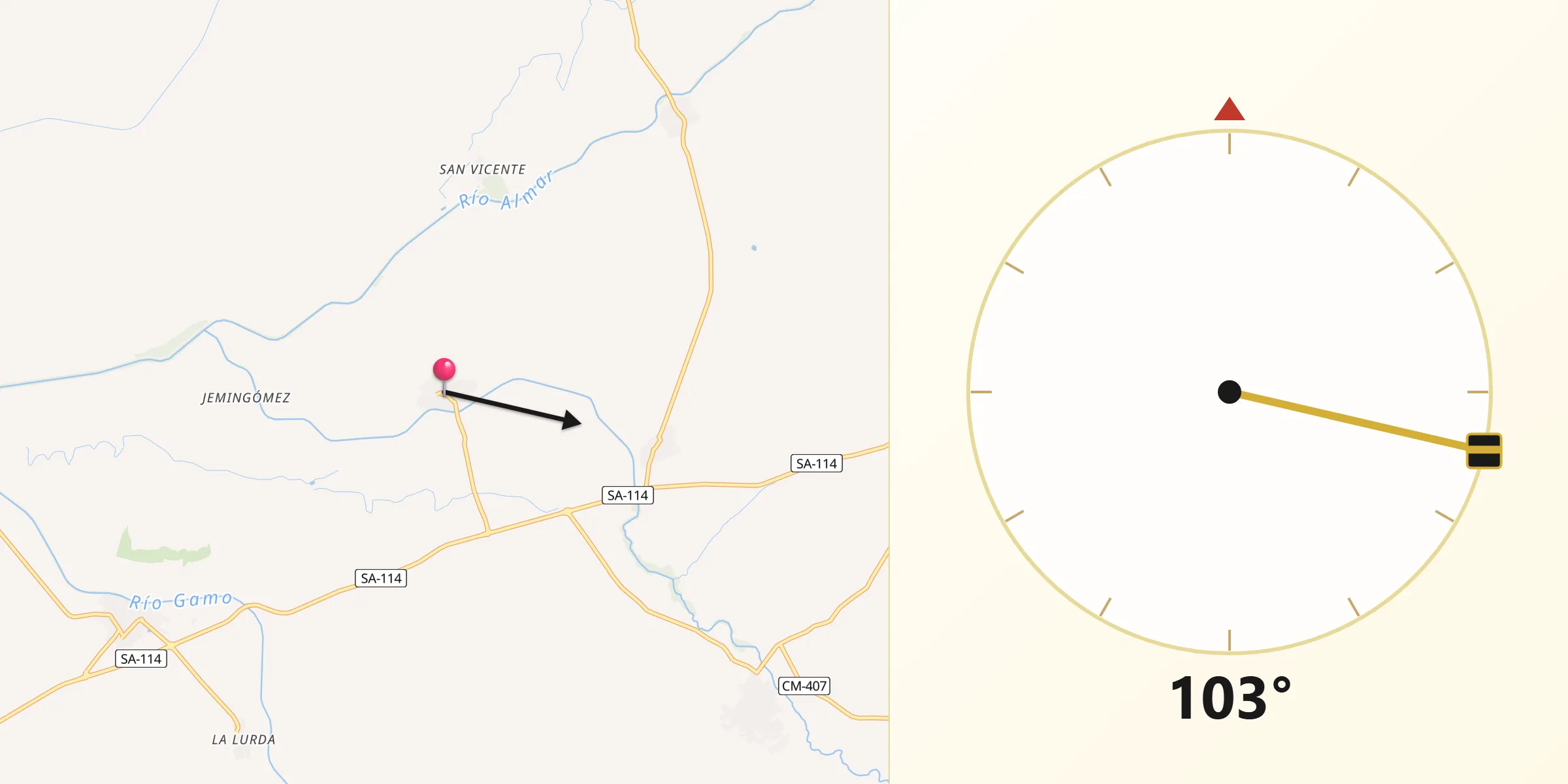 Dirección de la Qibla desde Peñarandilla