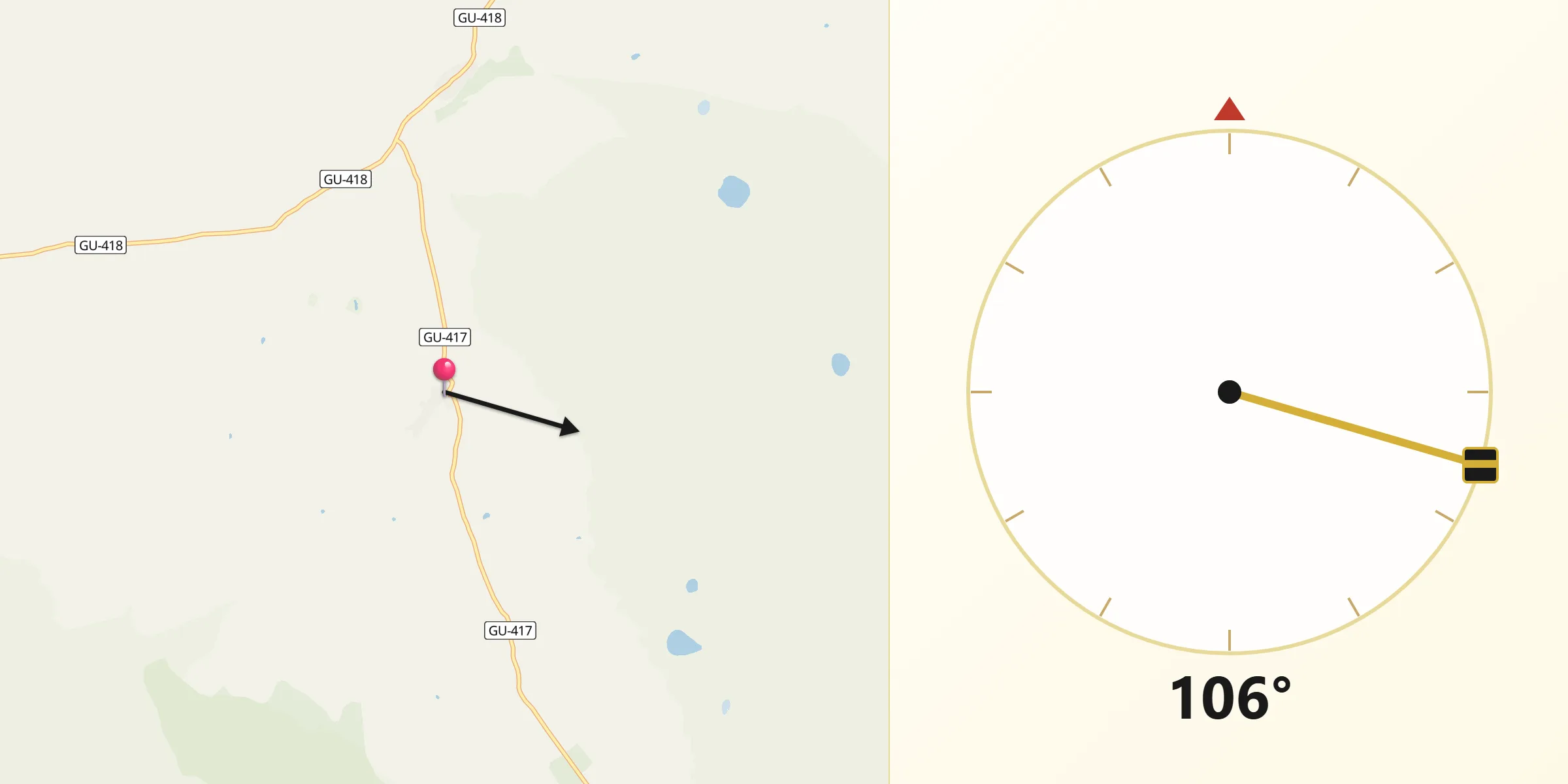 Dirección de la Qibla desde Campillo de Dueñas