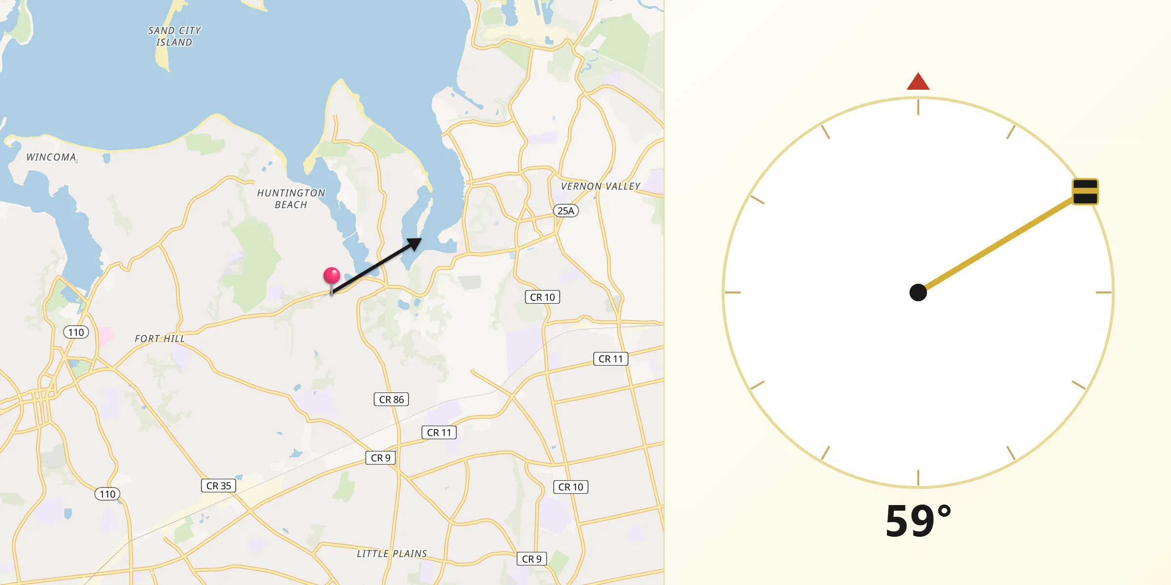 Qibla Direction from Centerport