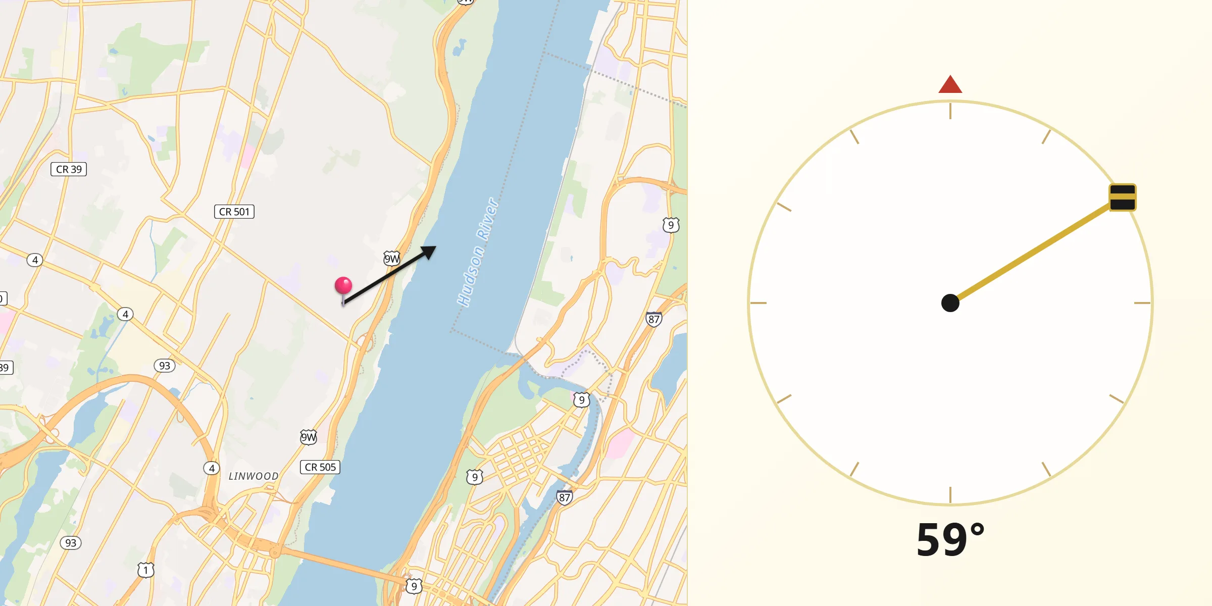 Qibla Direction from Englewood Cliffs