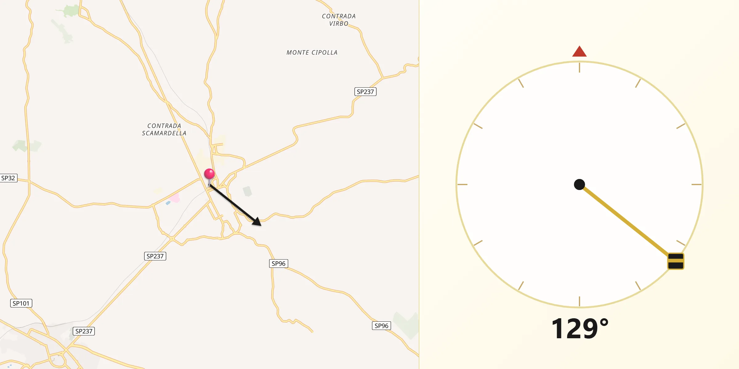 Direzione della Qibla da Castellana