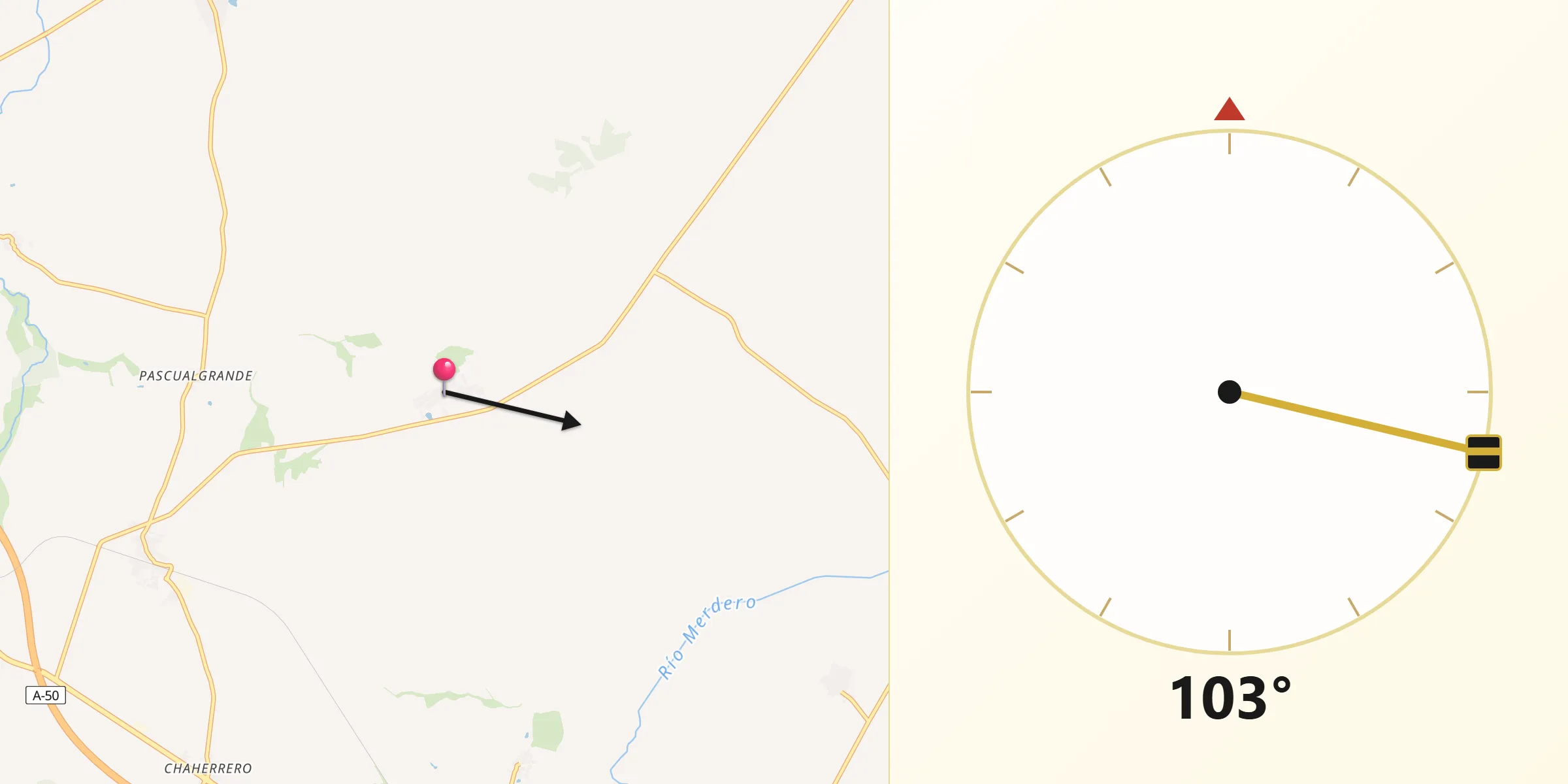 Dirección de la Qibla desde Collado de Contreras