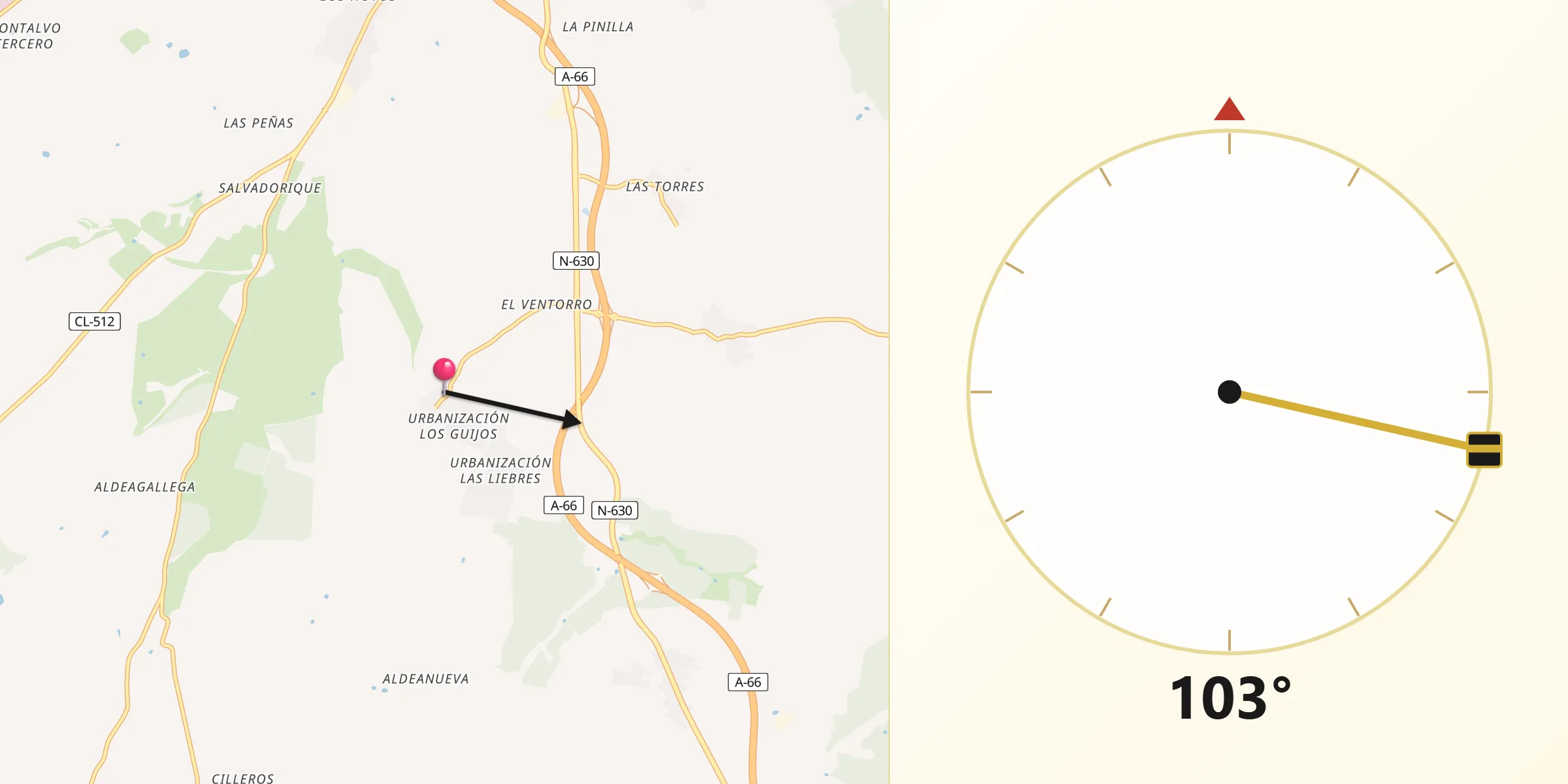 Dirección de la Qibla desde Miranda de Azán