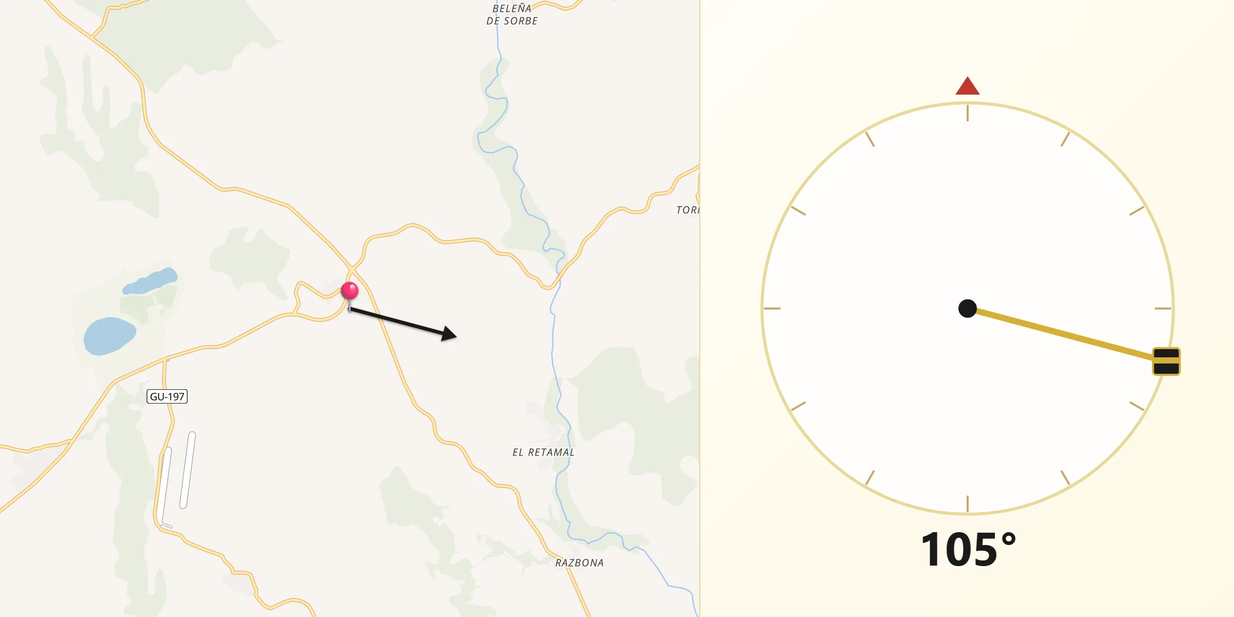 Dirección de la Qibla desde Puebla de Beleña