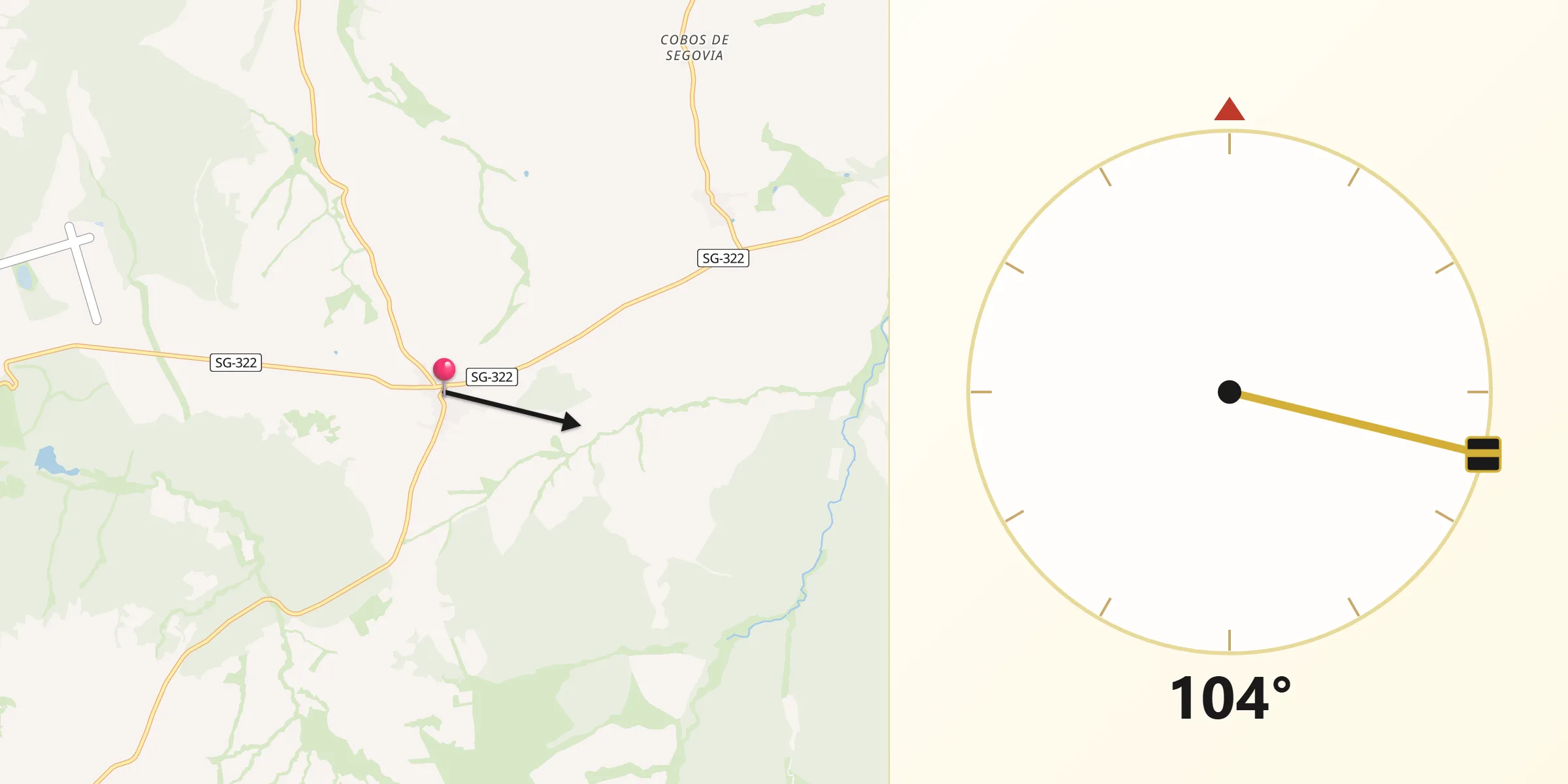 Dirección de la Qibla desde Muñopedro