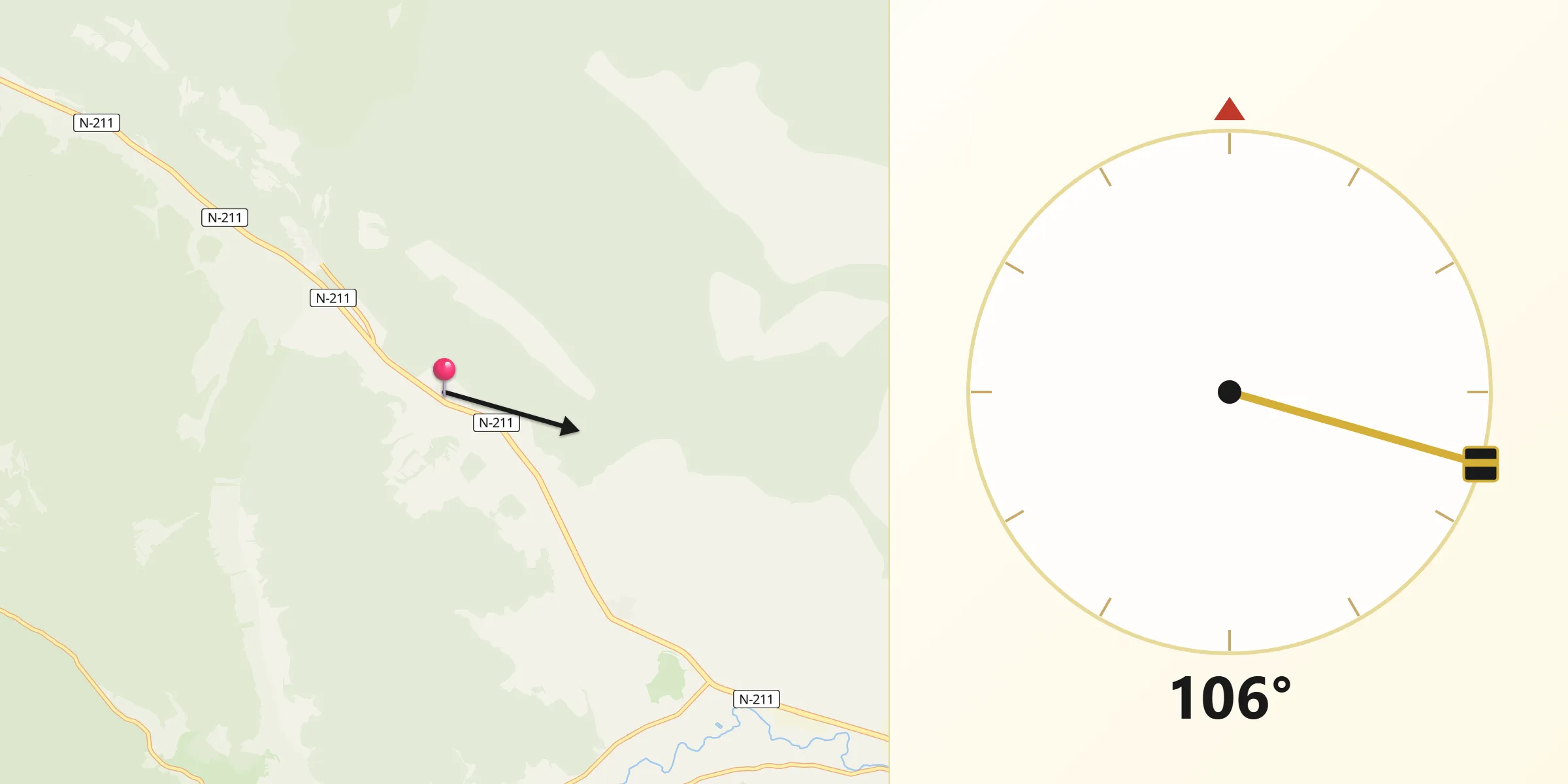 Dirección de la Qibla desde Herrería