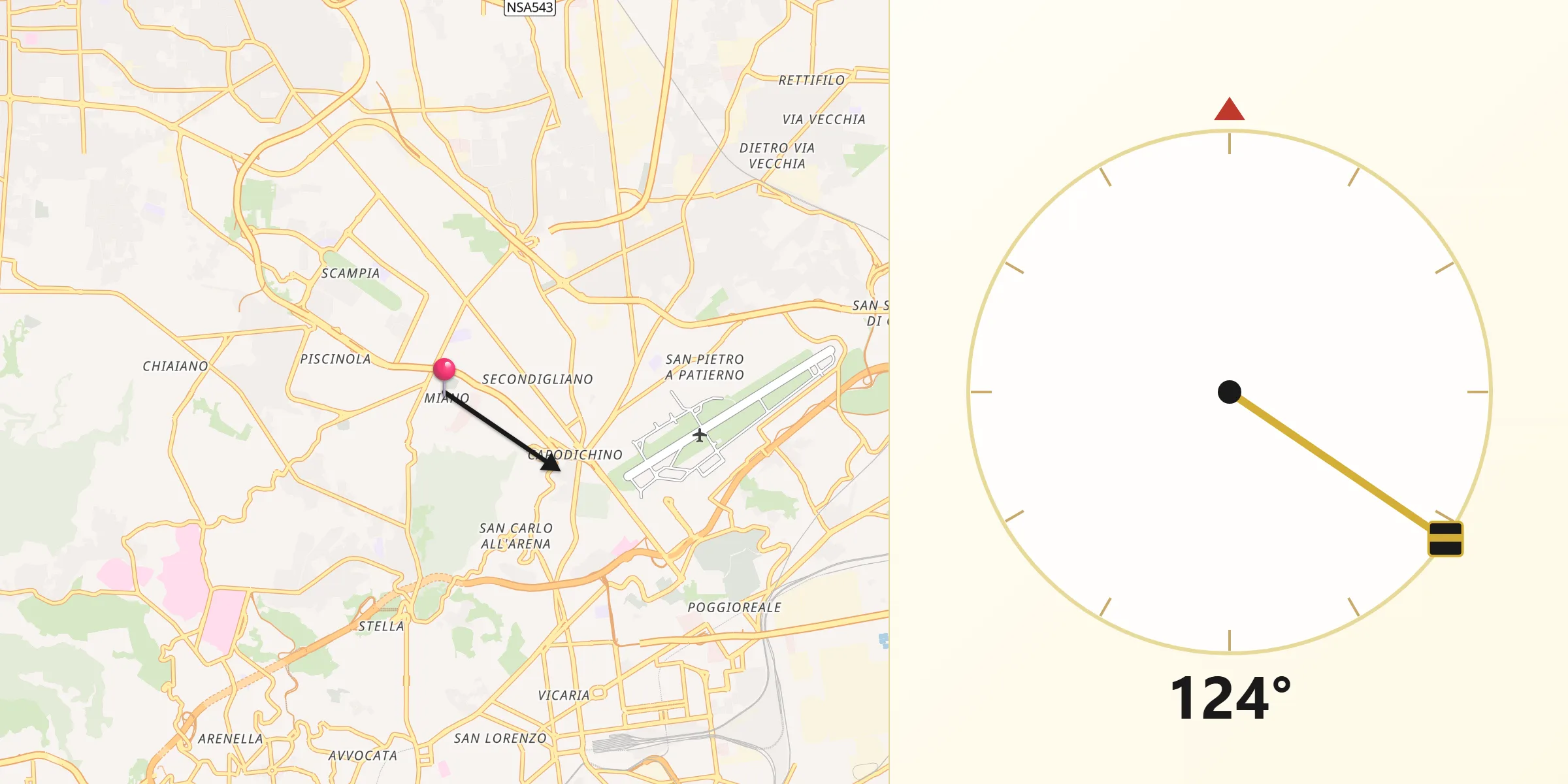 Direzione della Qibla da Miano