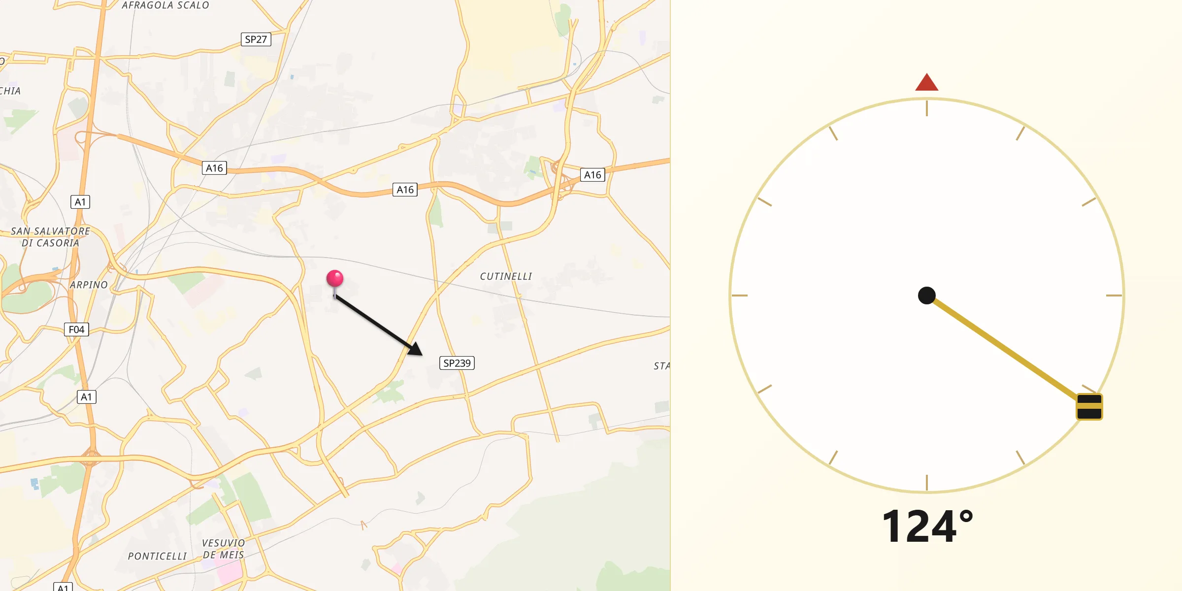 Direzione della Qibla da Casarea