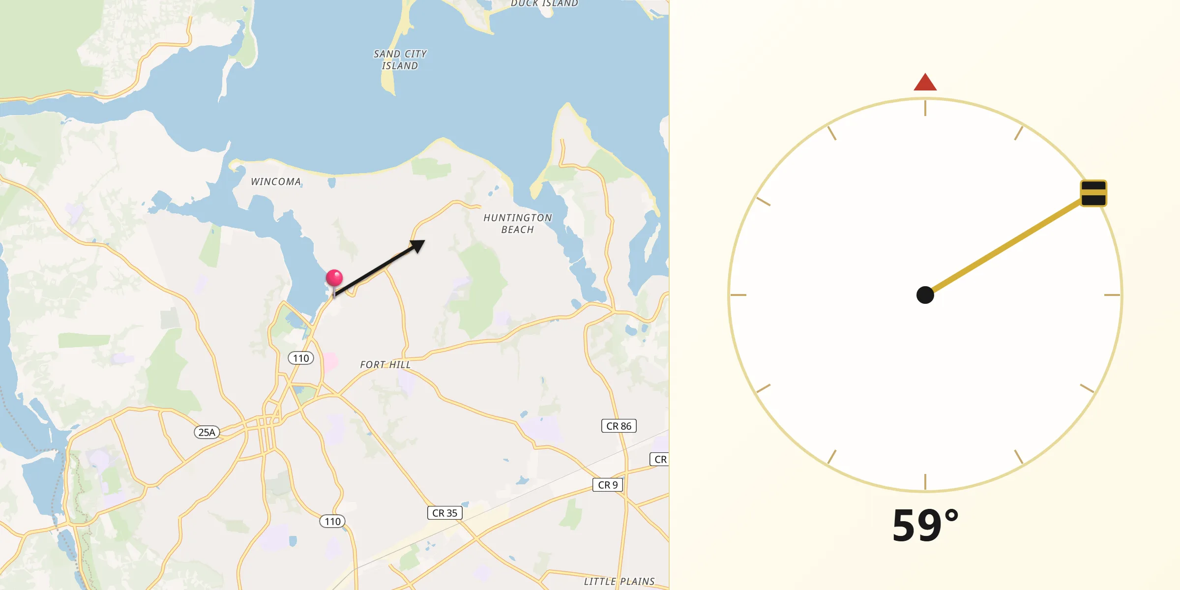 Qibla Direction from Halesite