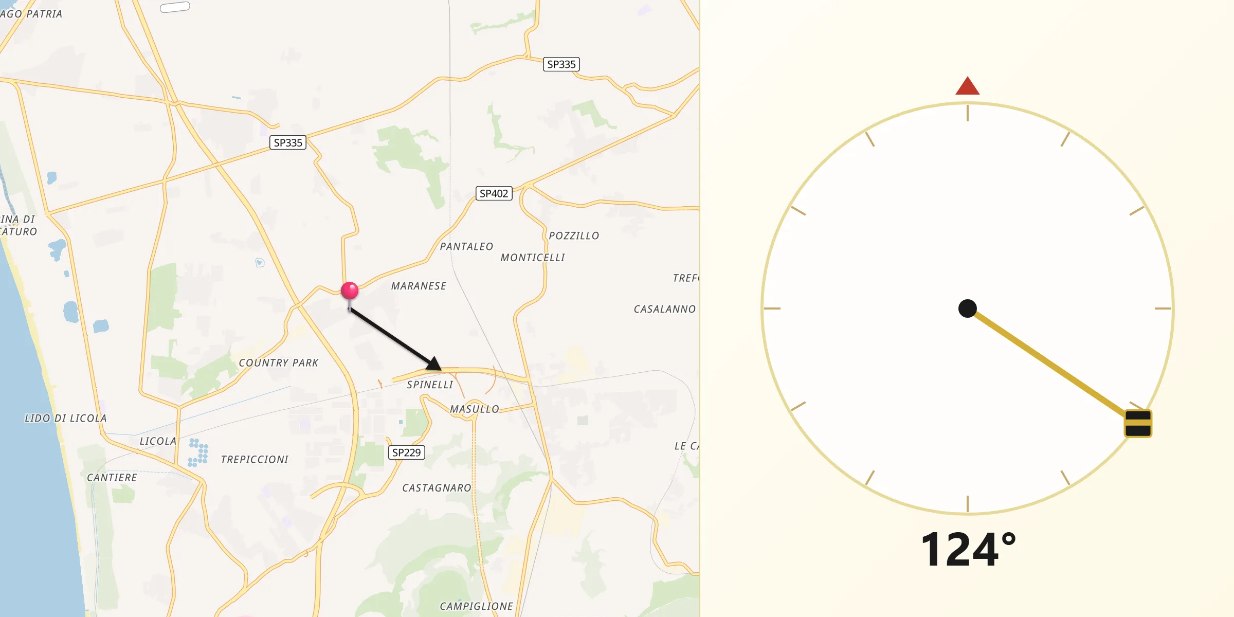 Direzione della Qibla da Amodio-Massariola