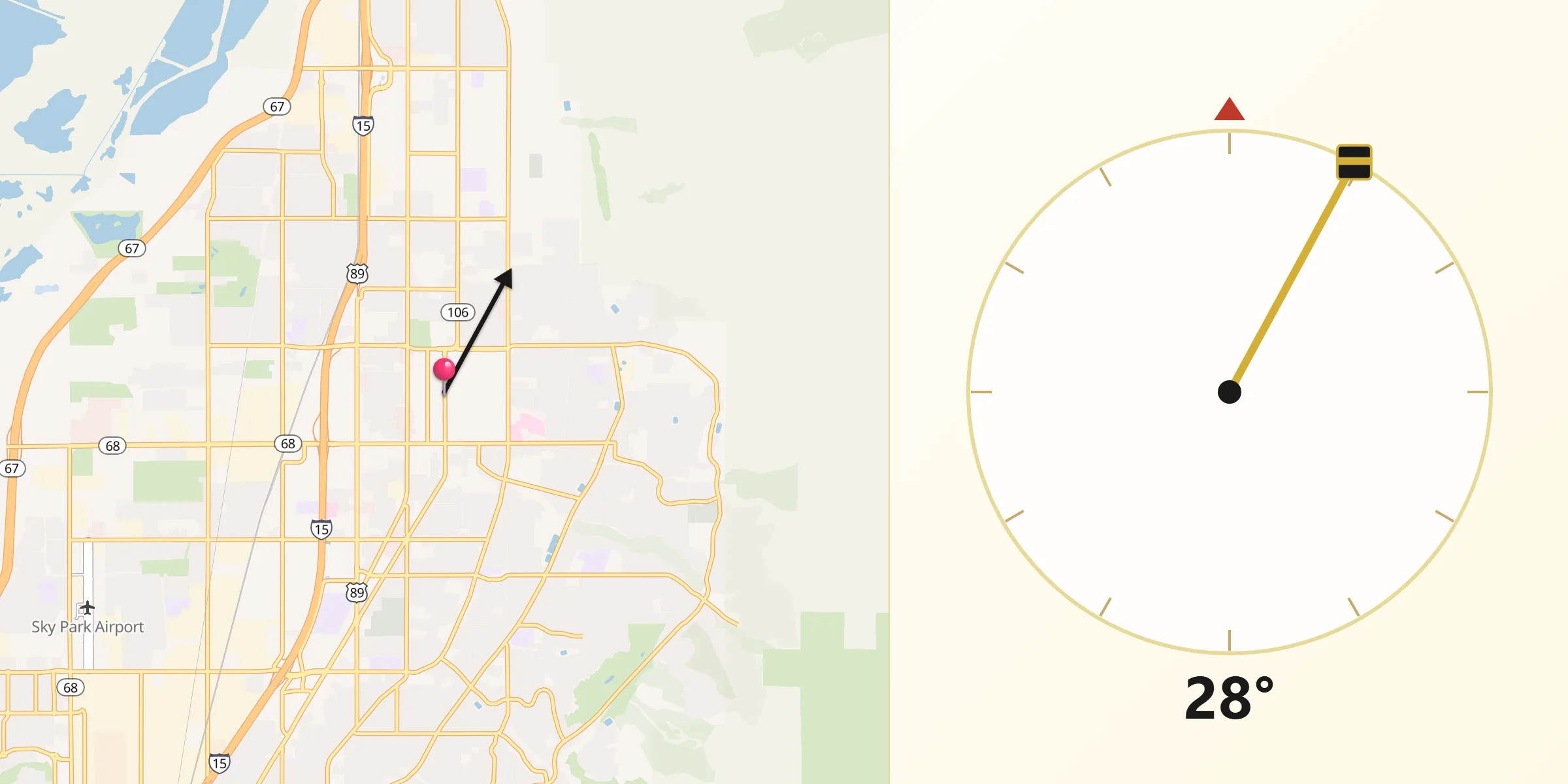 Qibla Direction from Bountiful