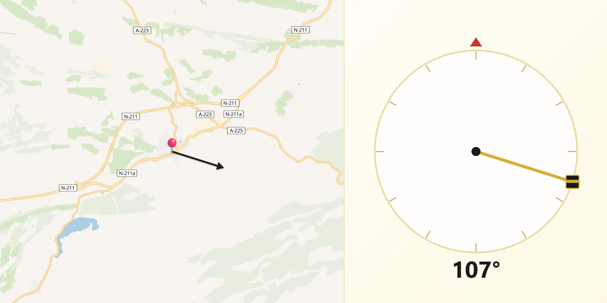 Dirección de la Qibla desde Alcorisa