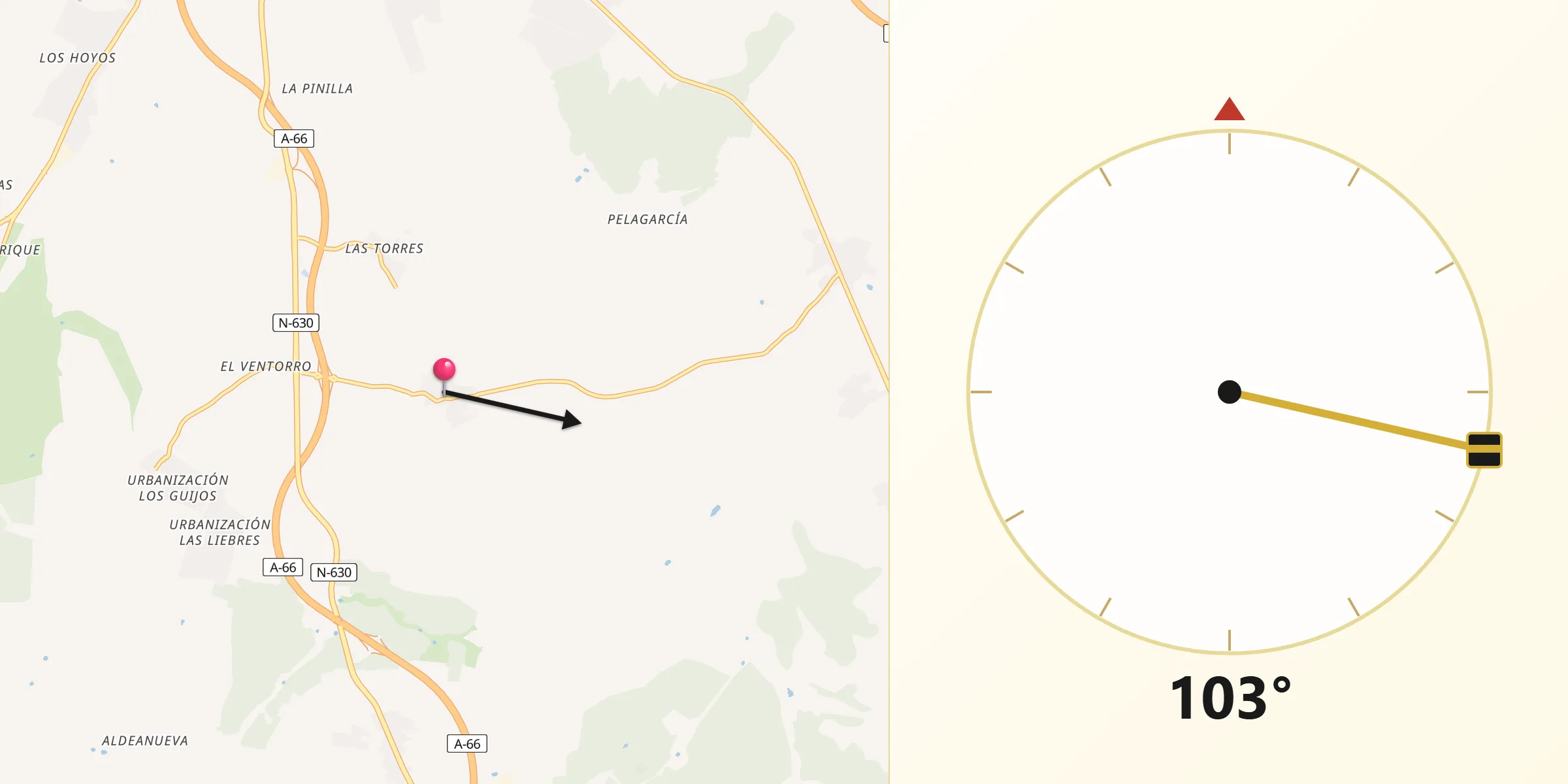 Dirección de la Qibla desde Arapiles