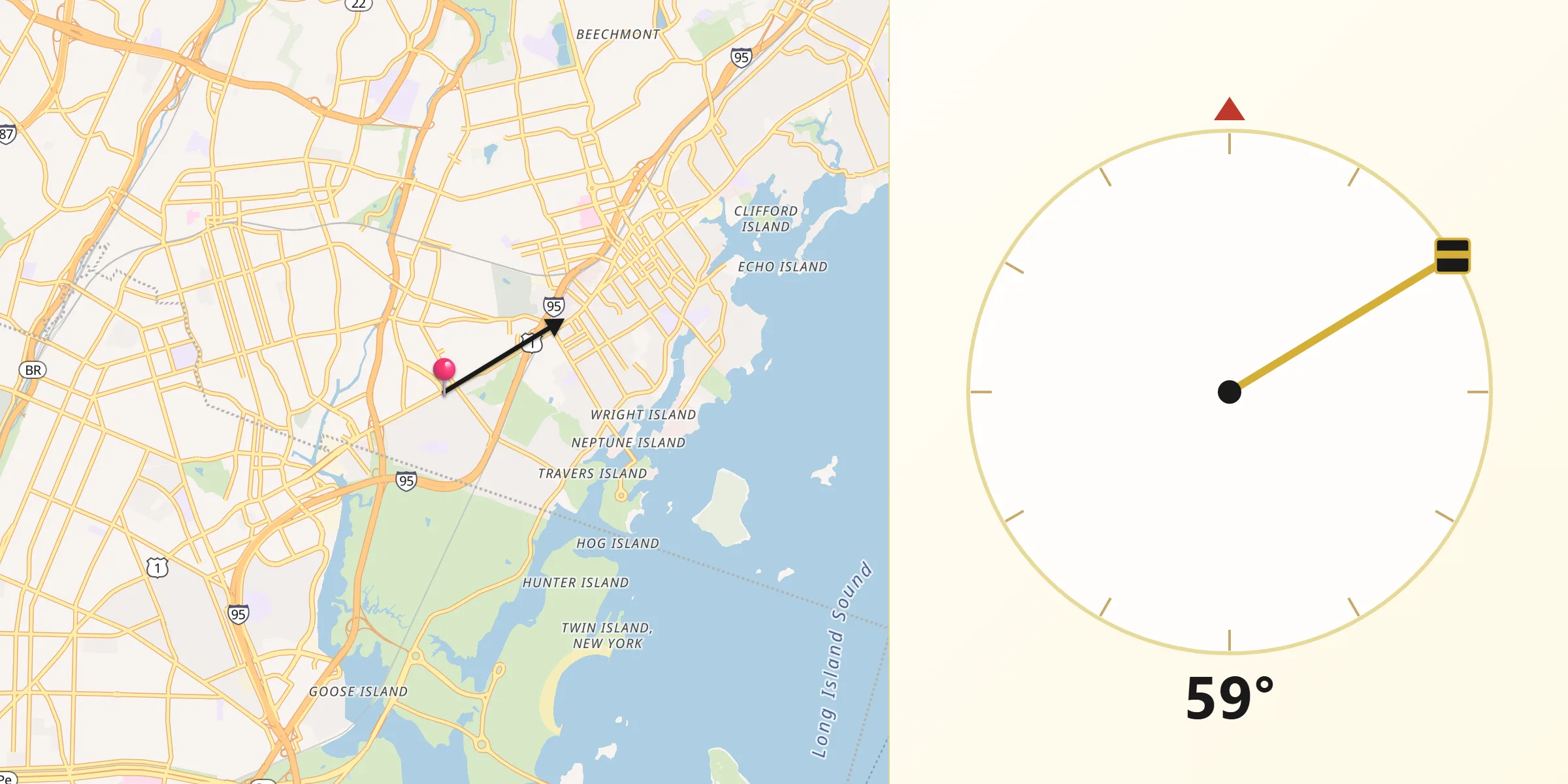 Qibla Direction from Pelham Manor
