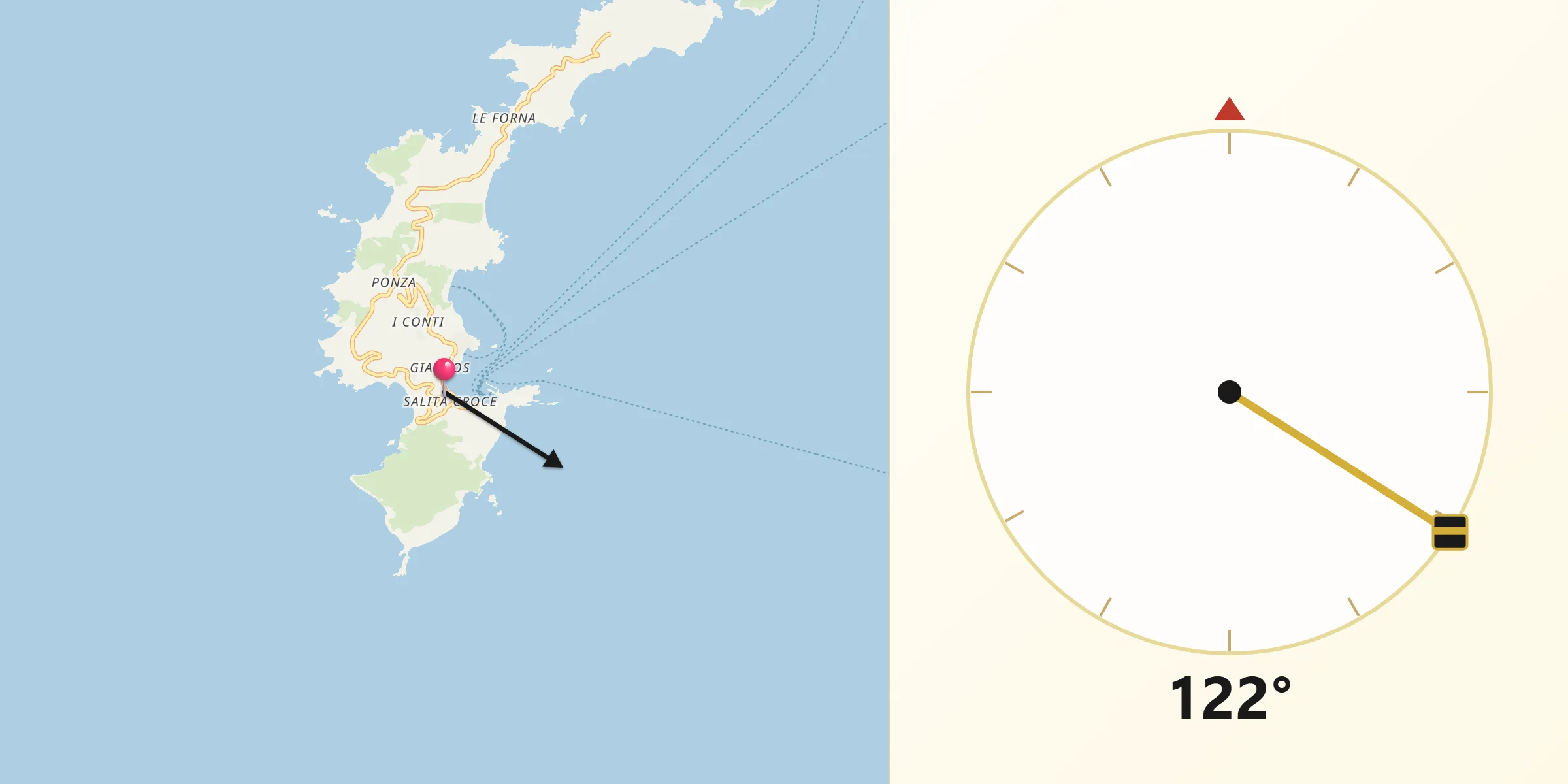 Direzione della Qibla da Ponza