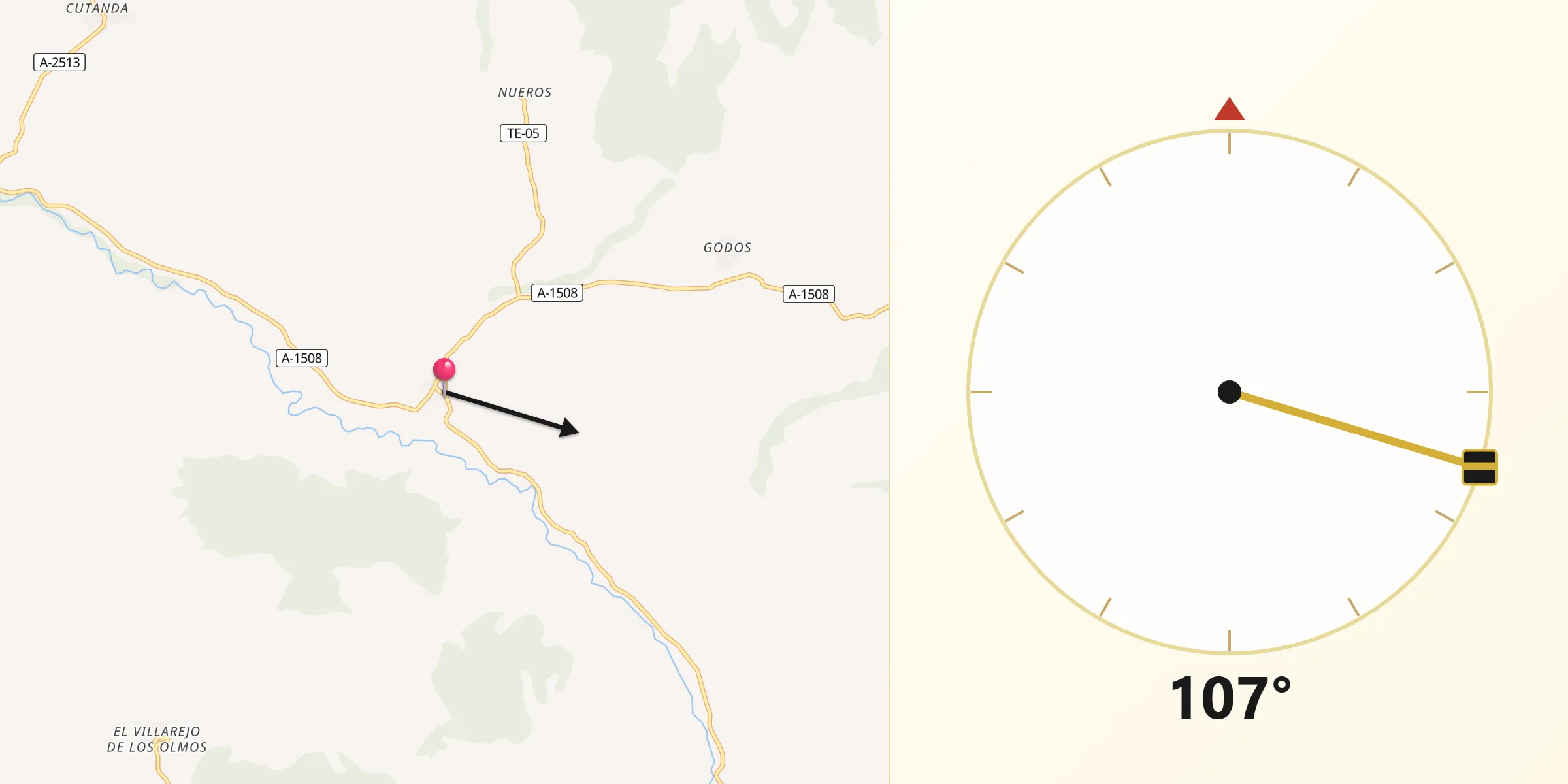 Dirección de la Qibla desde Barrachina