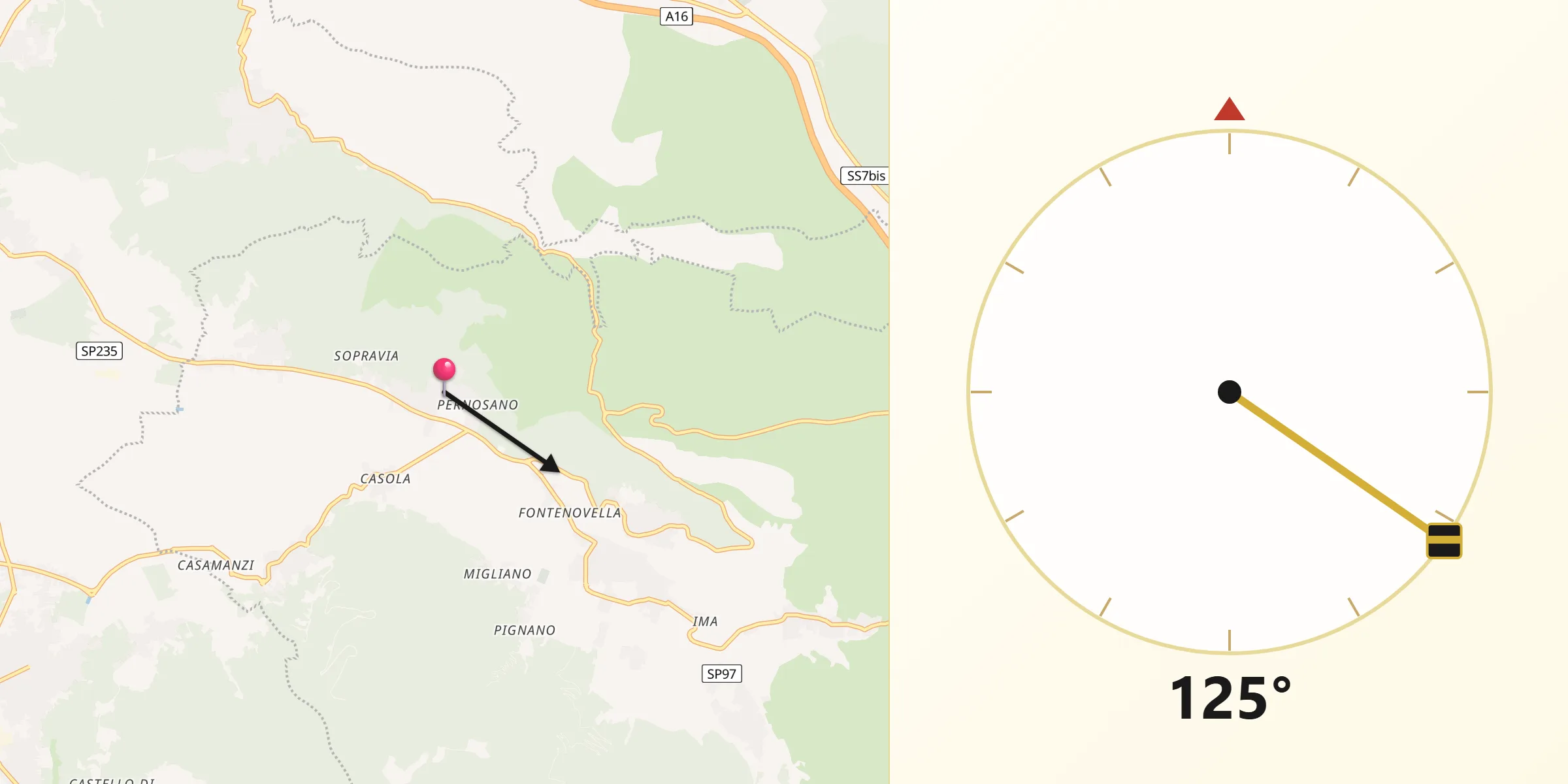 Direzione della Qibla da Pago del Vallo di Lauro