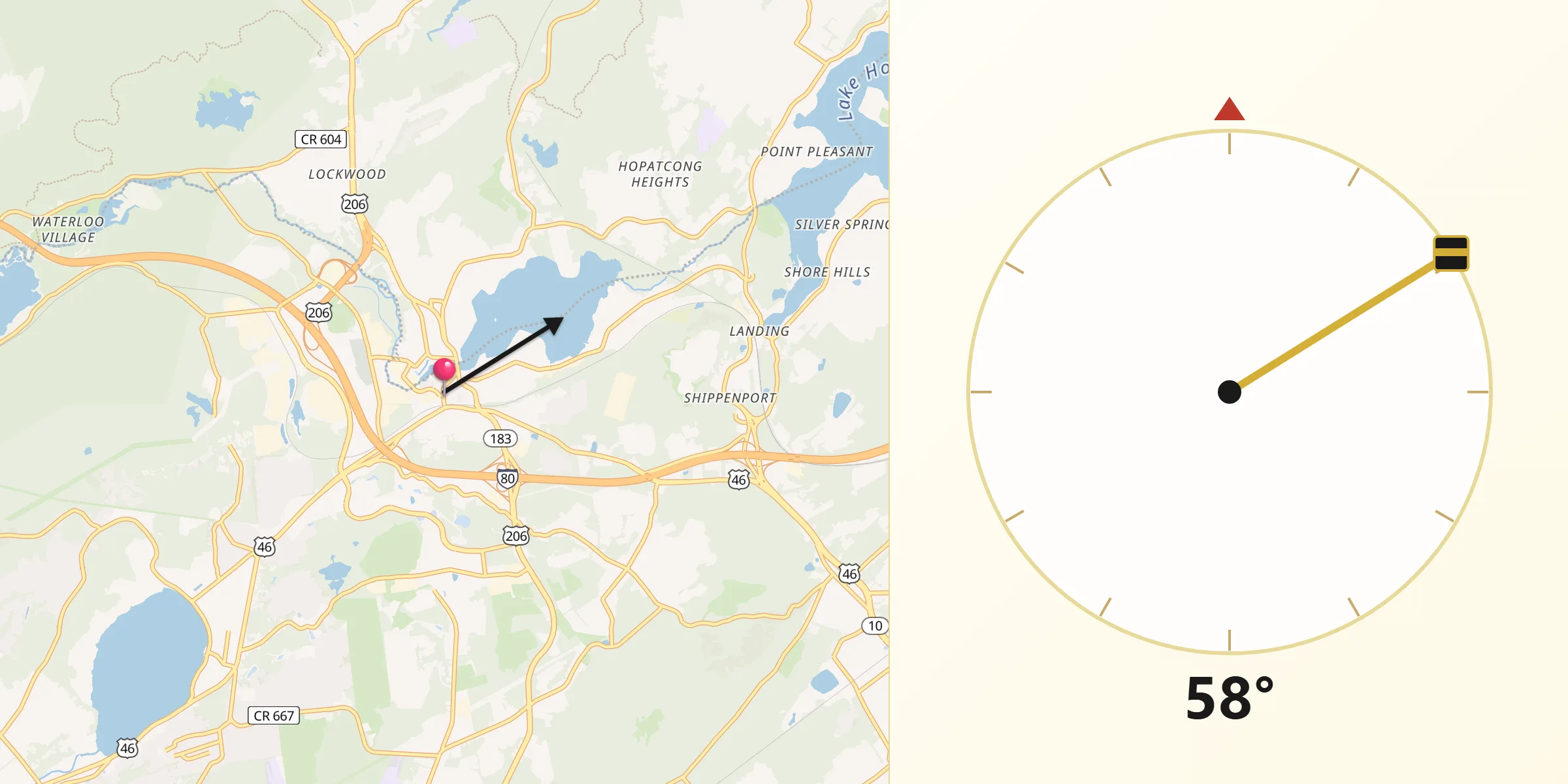 Qibla Direction from Netcong