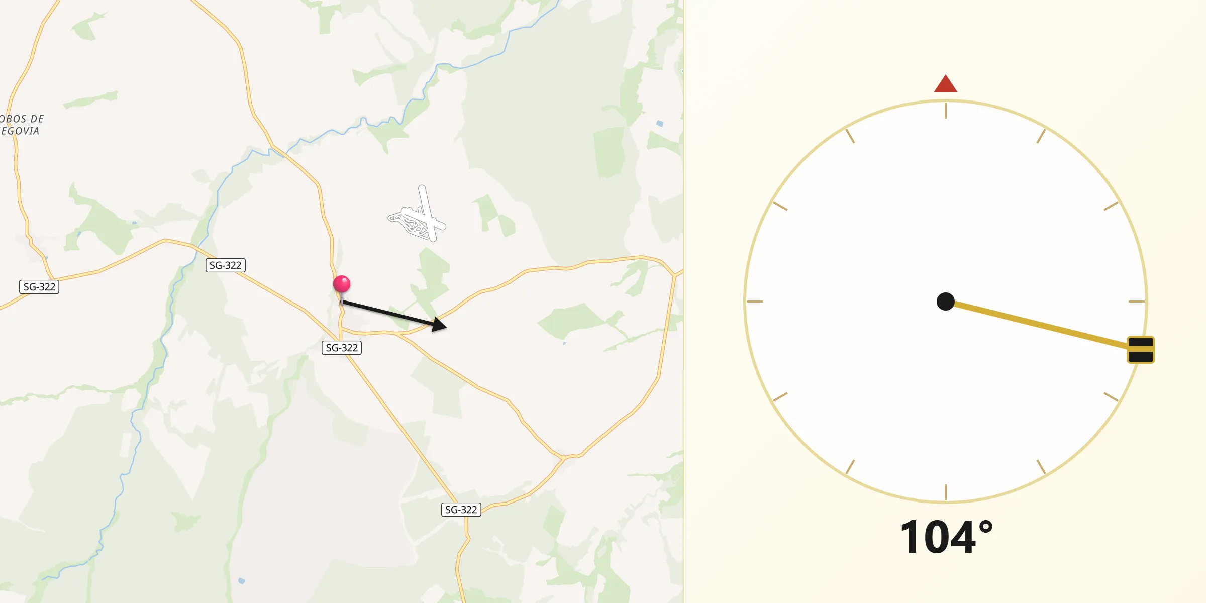Dirección de la Qibla desde Marugán