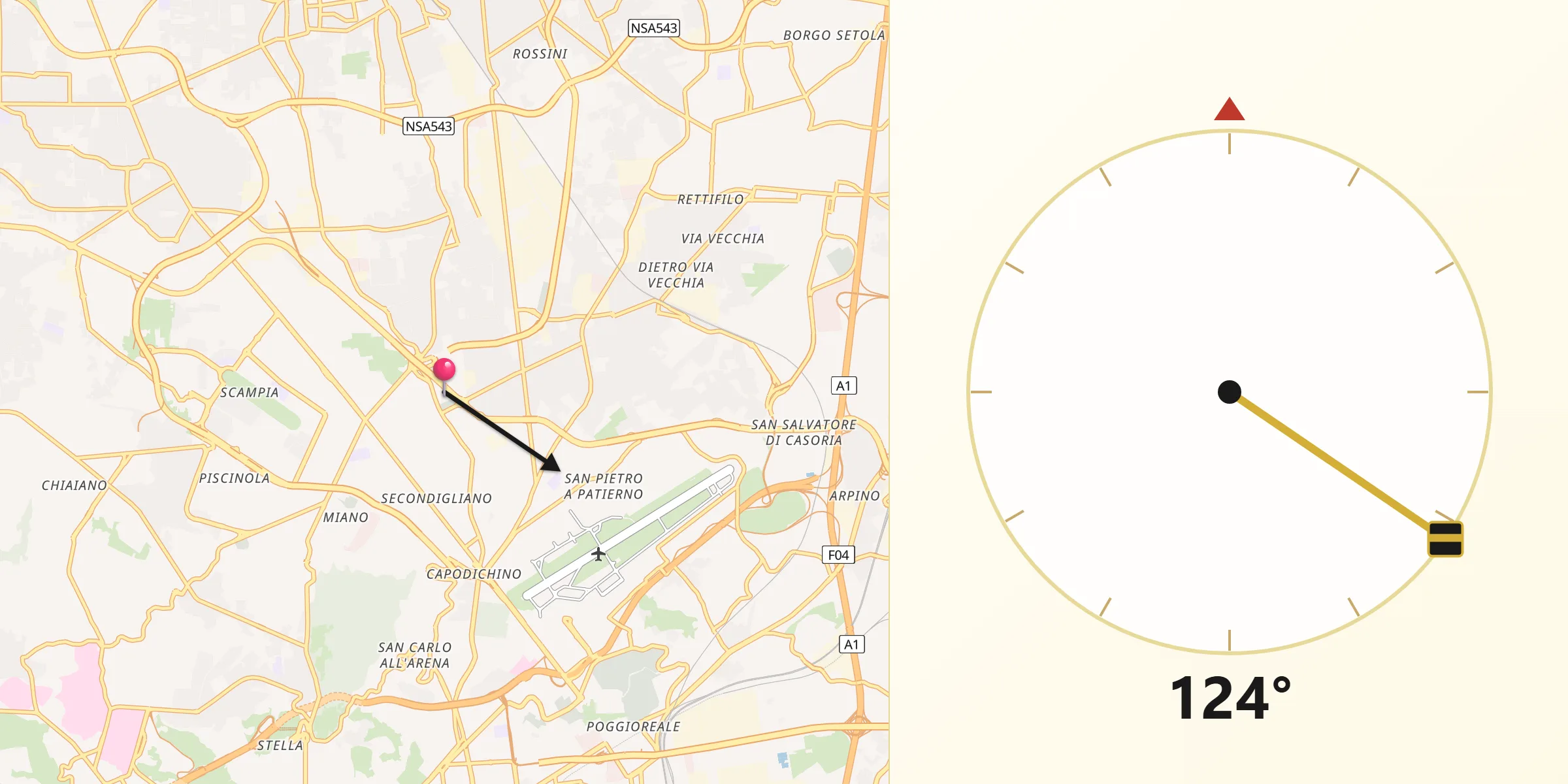 Direzione della Qibla da Secondigliano