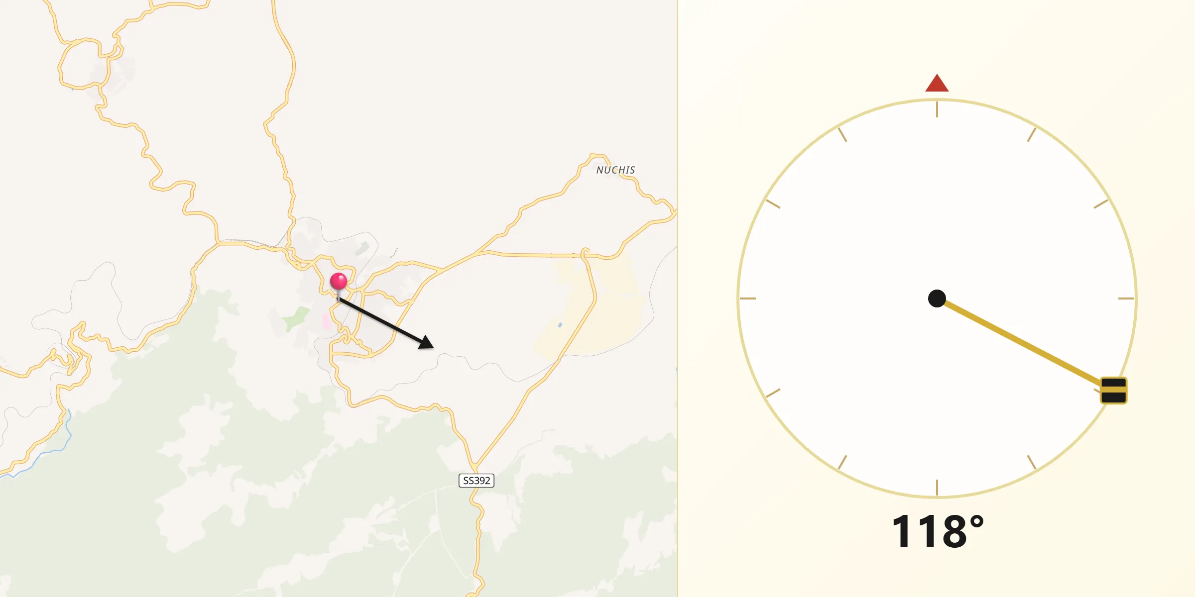 Direzione della Qibla da Tempio Pausania