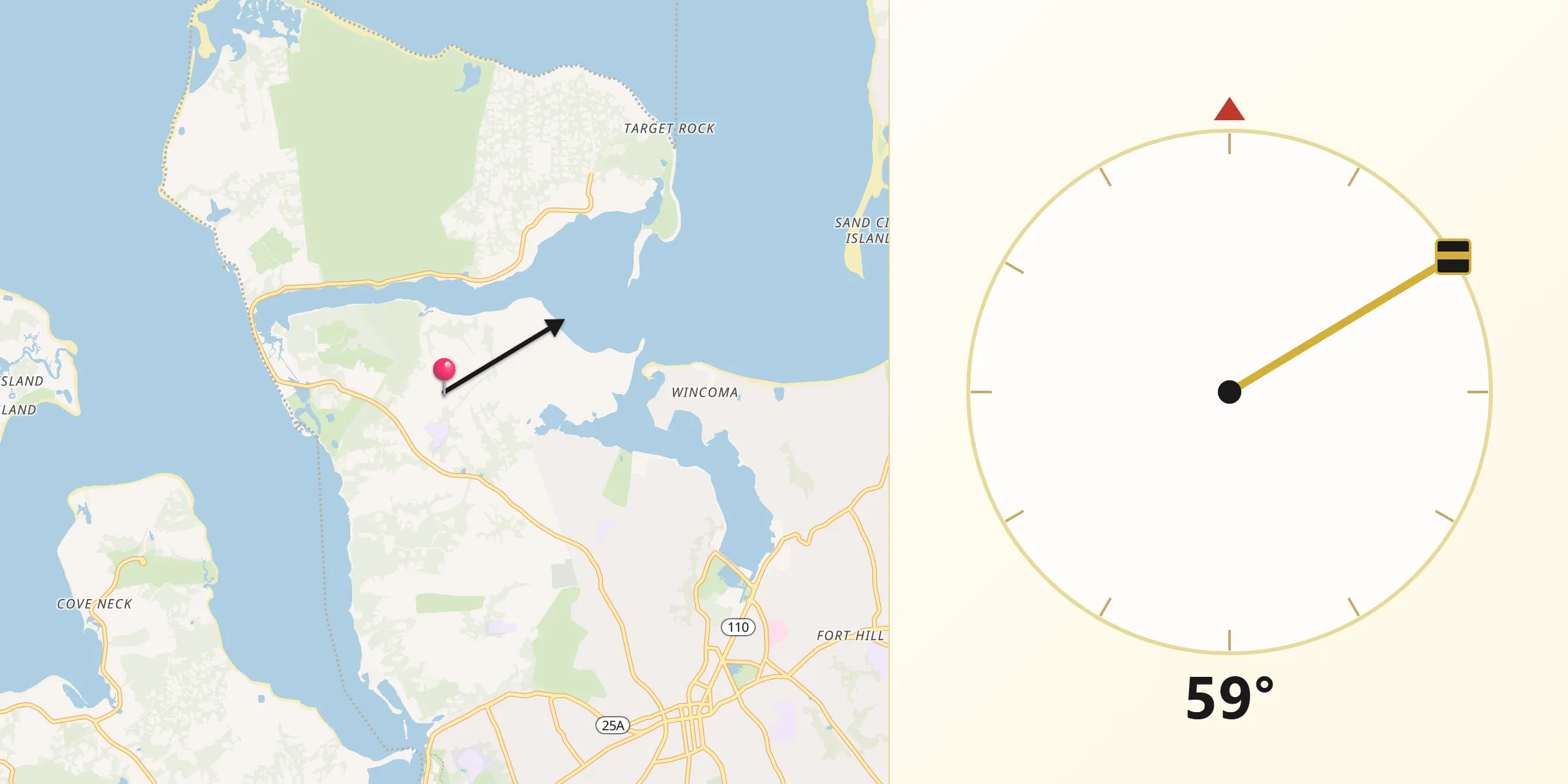Qibla Direction from Lloyd Harbor