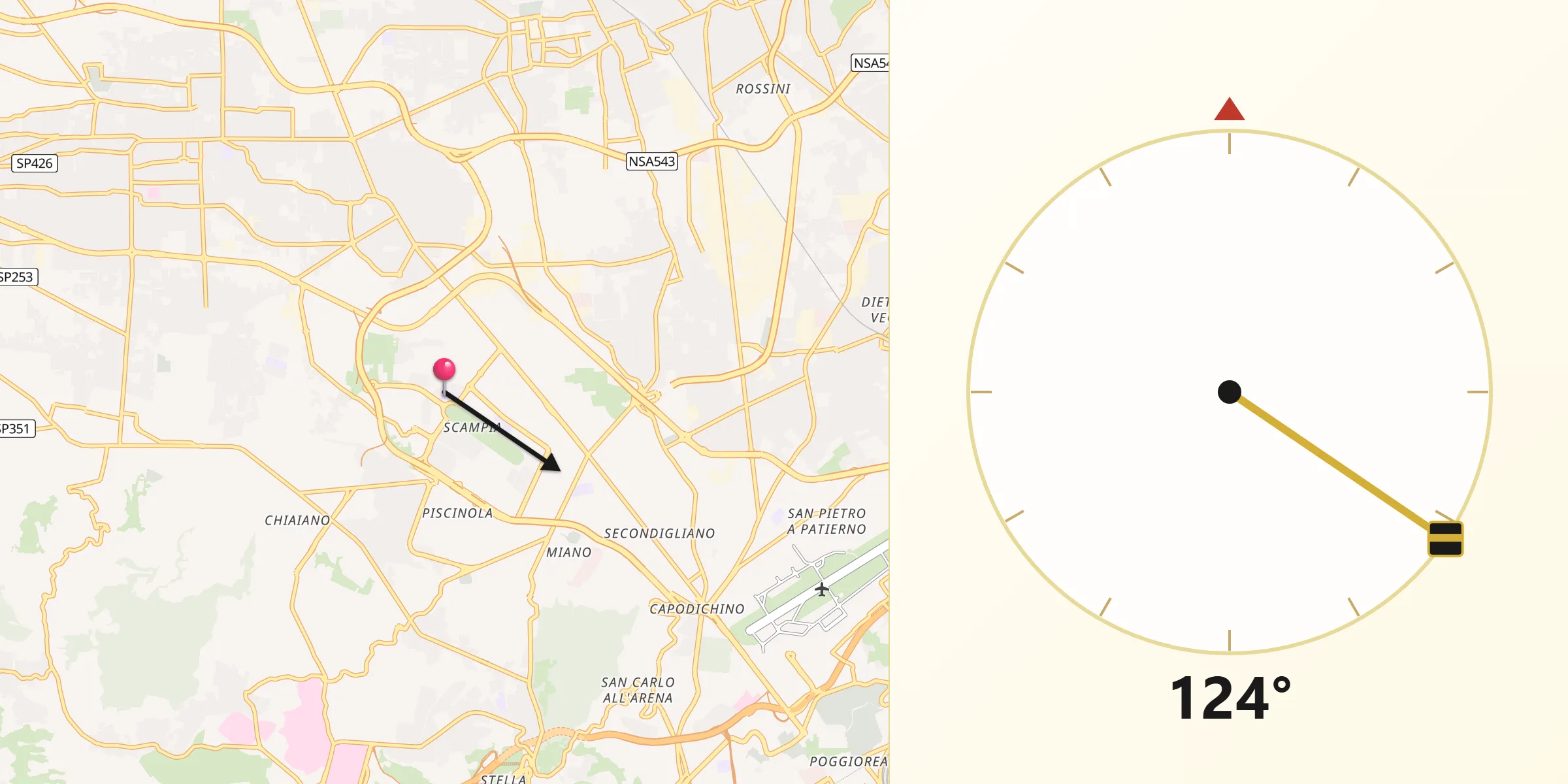 Direzione della Qibla da Scampia