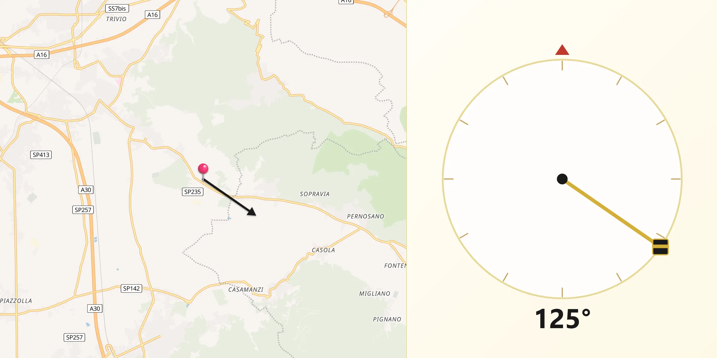 Direzione della Qibla da Liveri