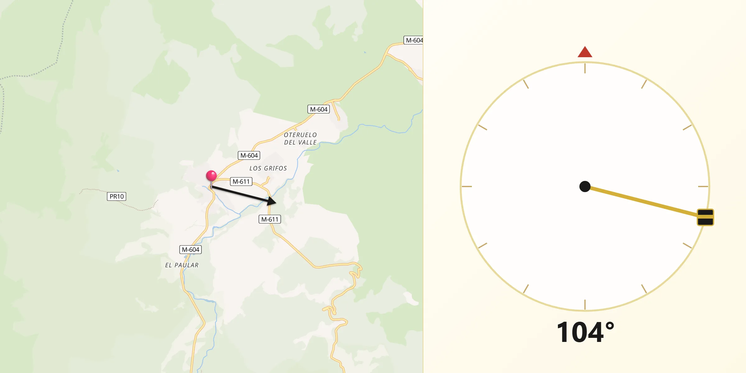 Dirección de la Qibla desde Rascafría