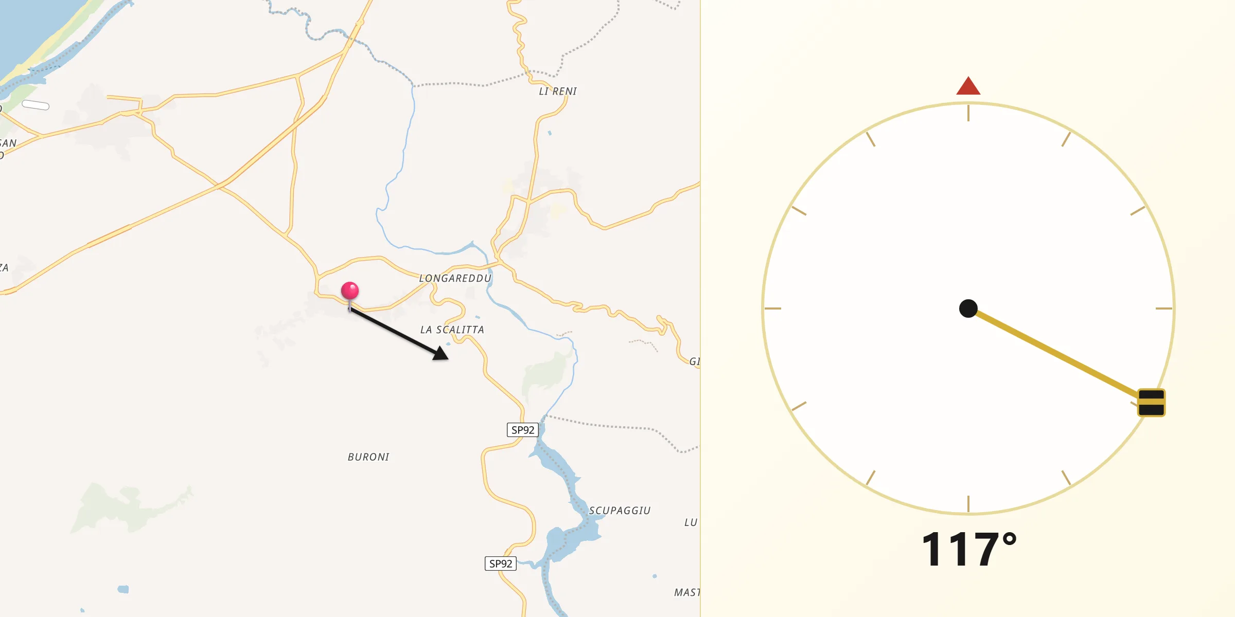 Direzione della Qibla da Santa Maria Coghinas