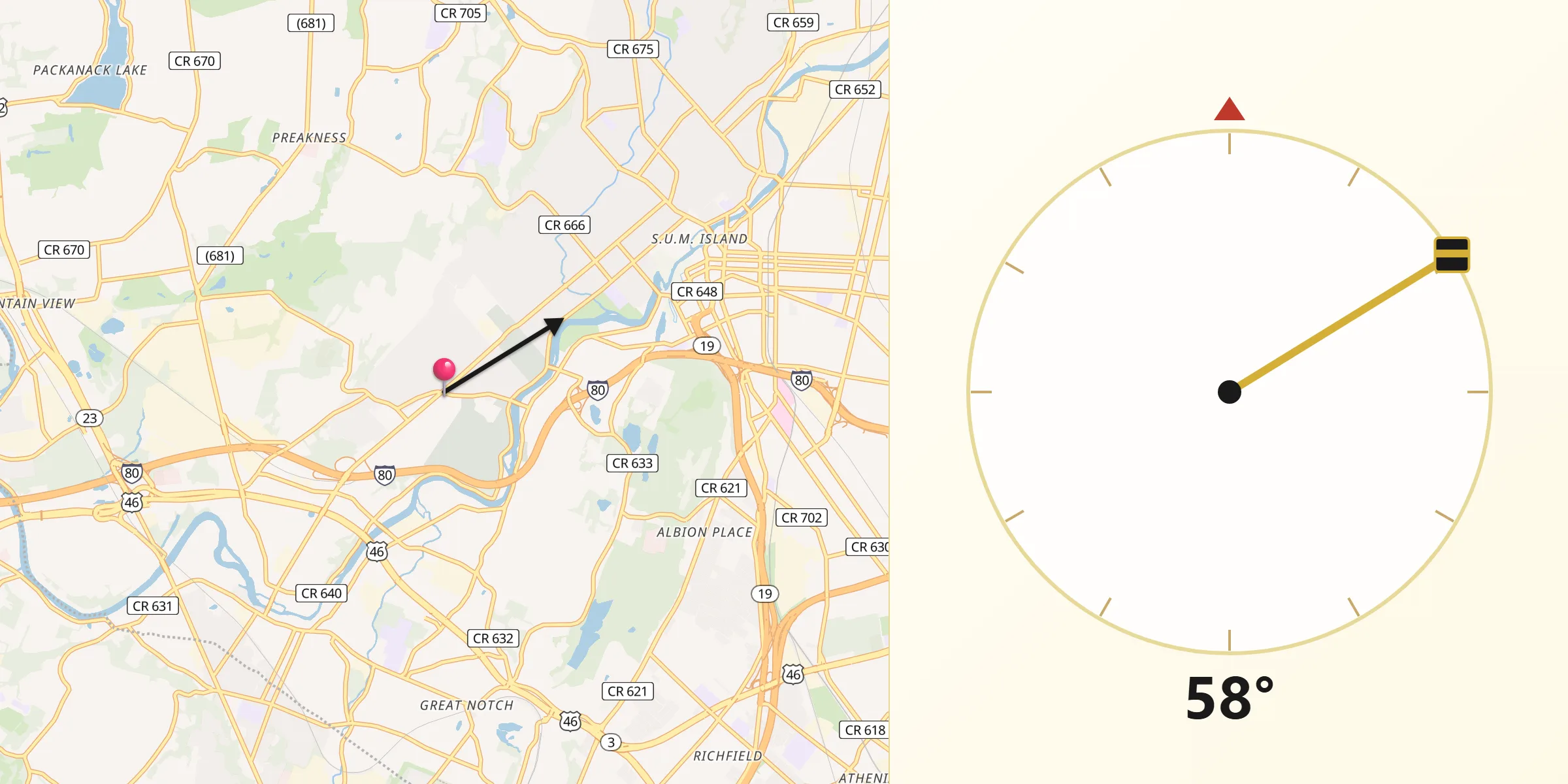 Qibla Direction from Totowa