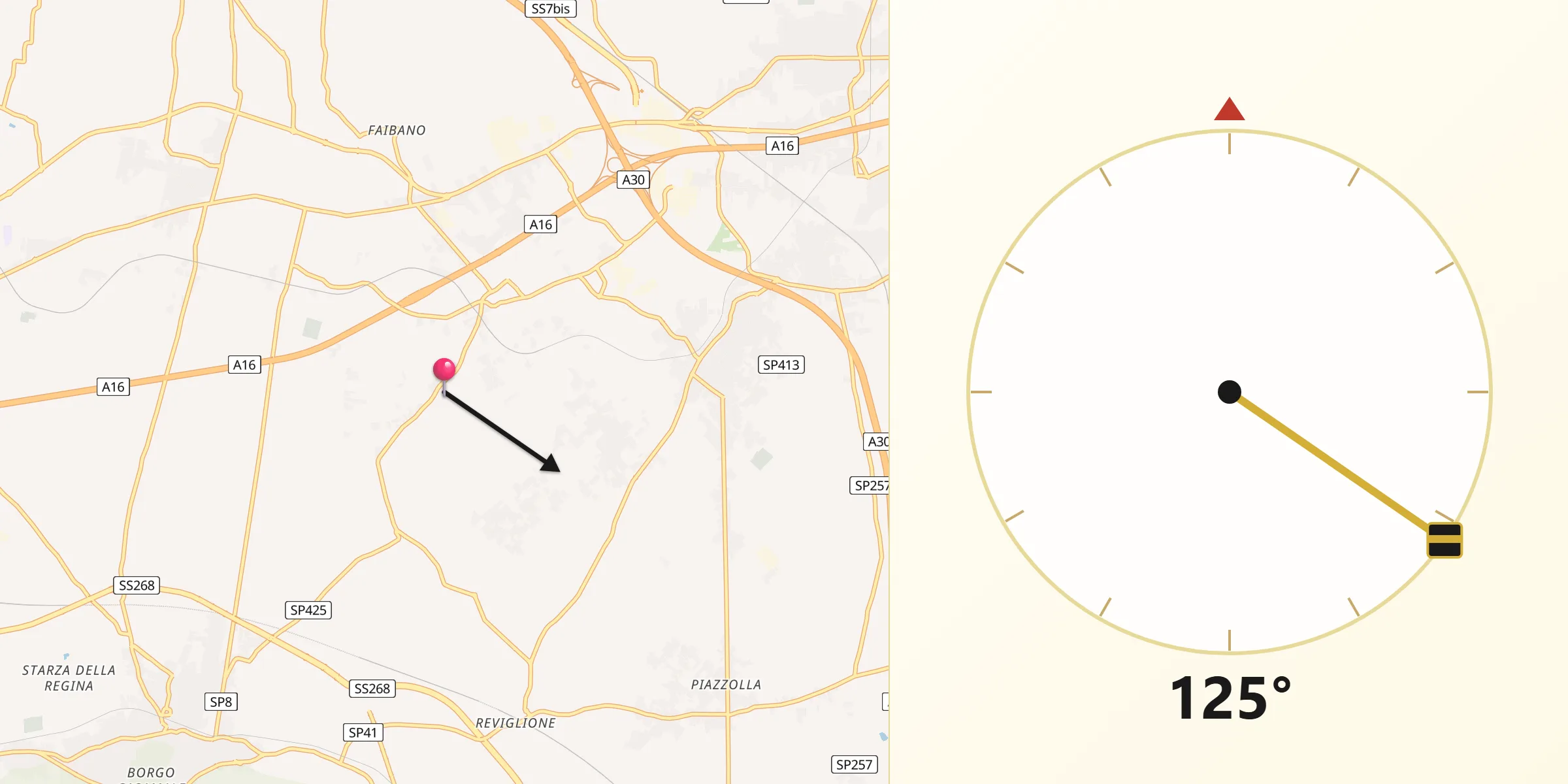Direzione della Qibla da Scisciano