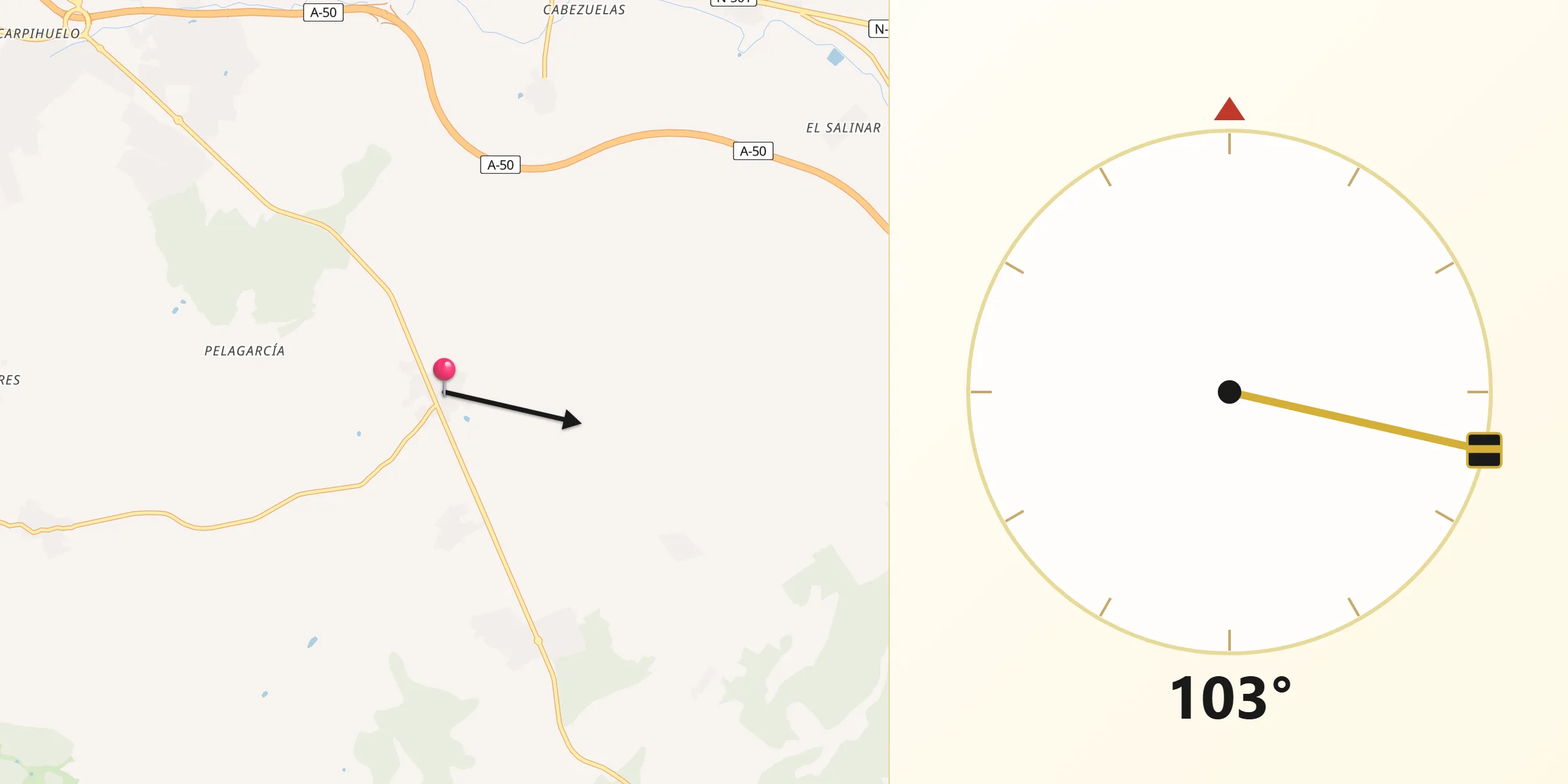Dirección de la Qibla desde Calvarrasa de Arriba