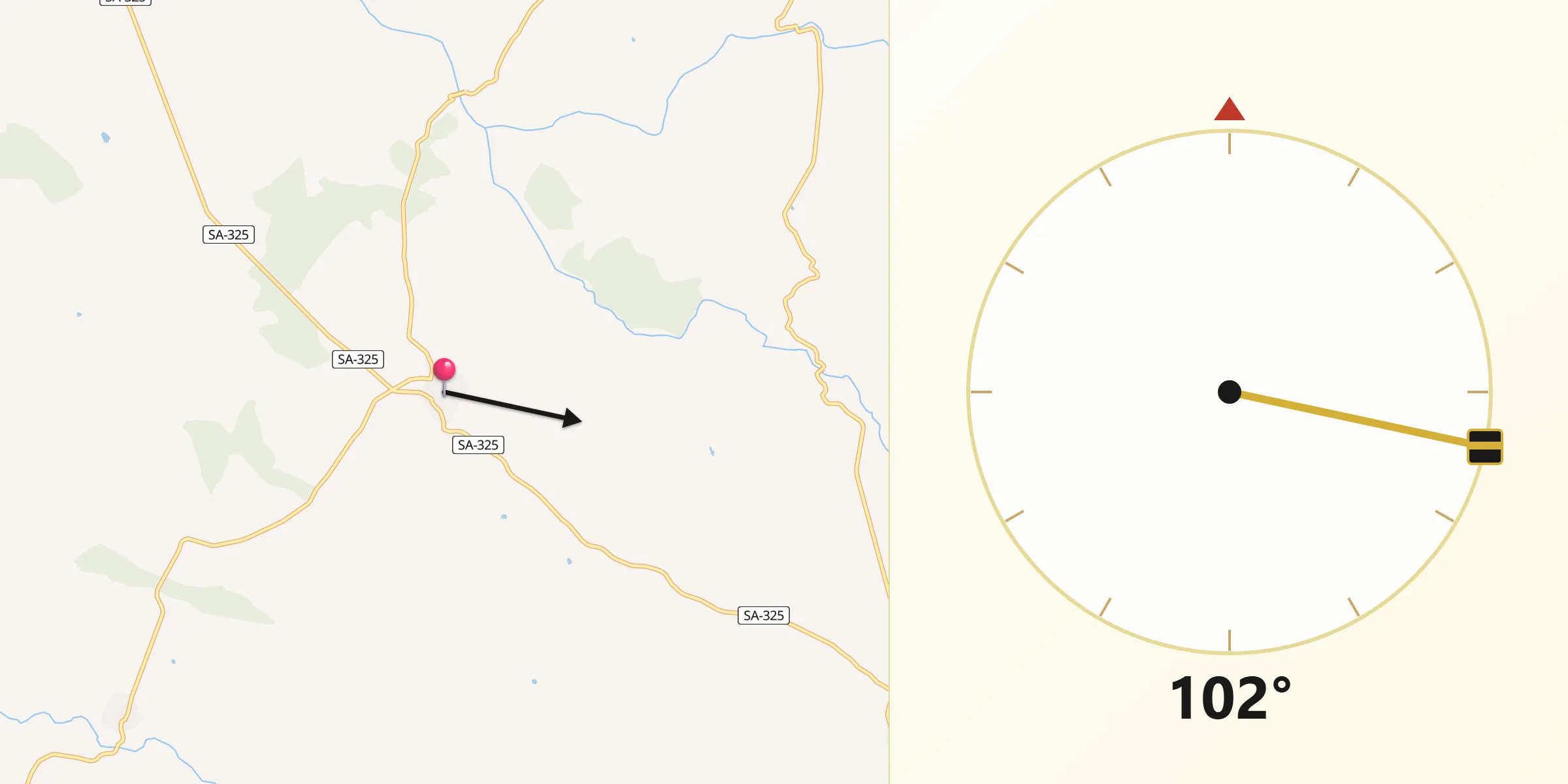 Dirección de la Qibla desde Bogajo