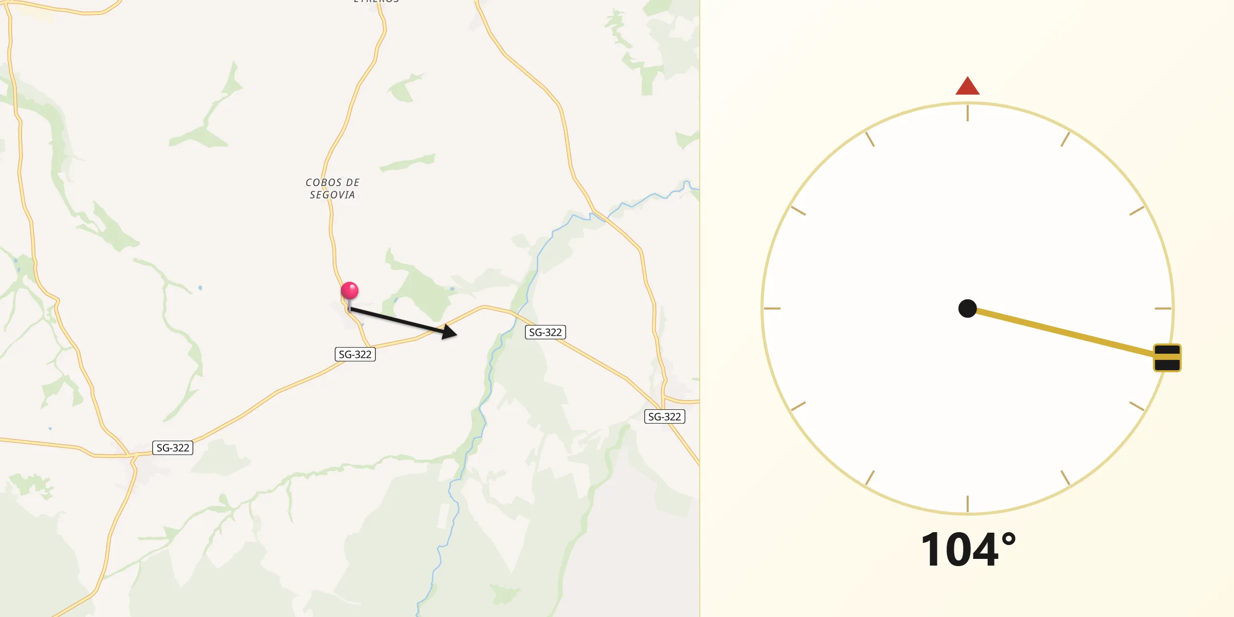 Dirección de la Qibla desde Bercial