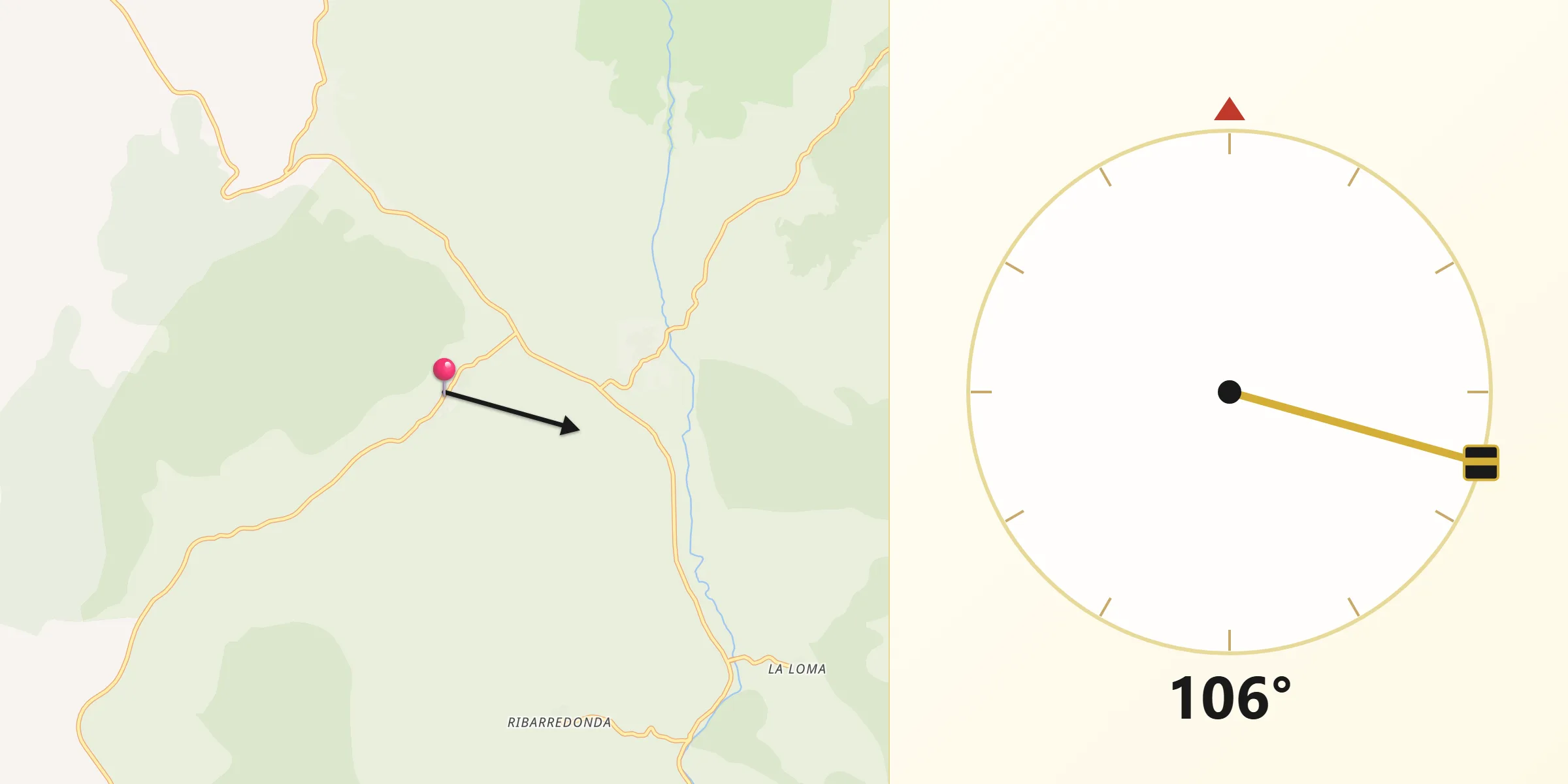 Dirección de la Qibla desde Saelices de la Sal