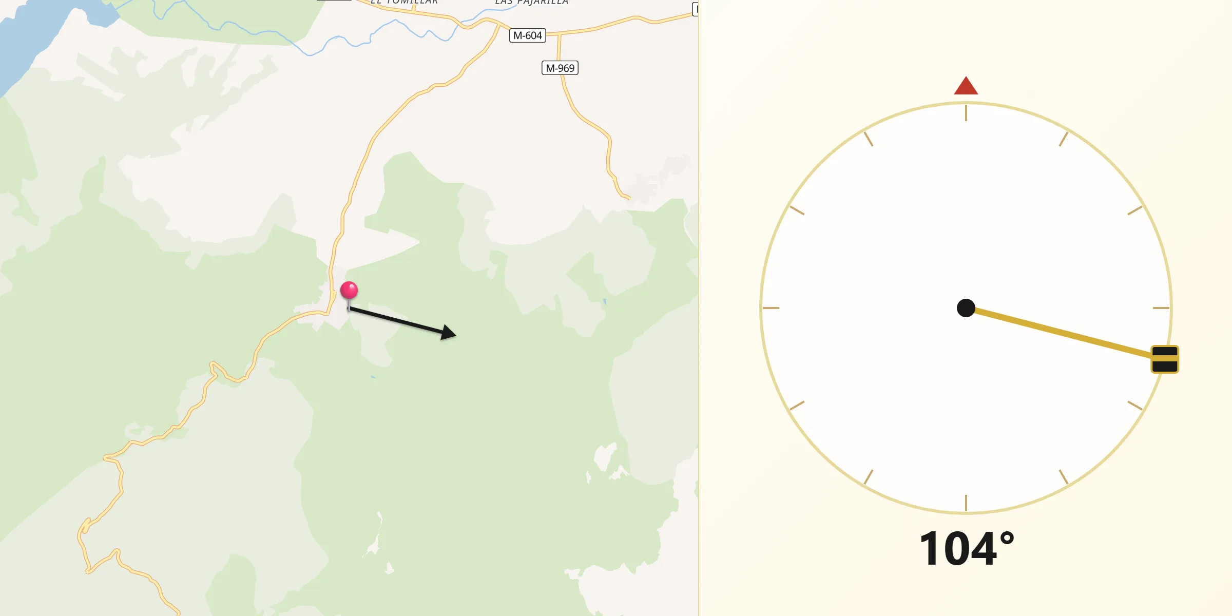 Dirección de la Qibla desde Canencia