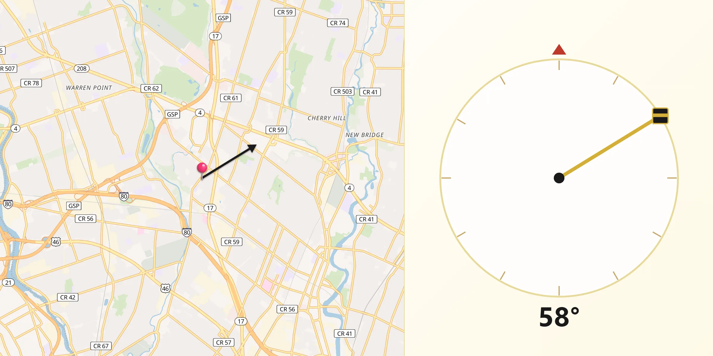 Qibla Direction from Rochelle Park