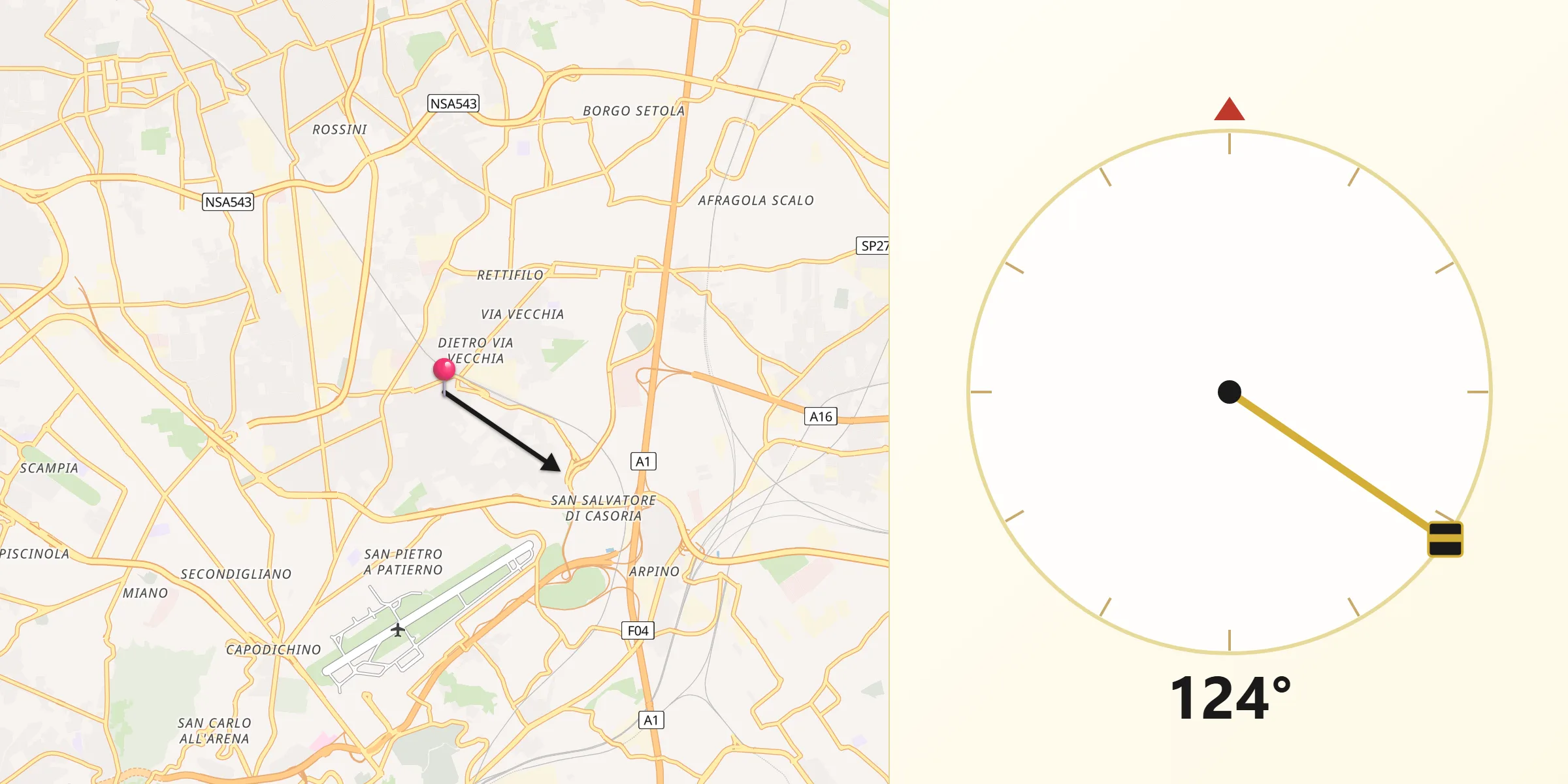 Direzione della Qibla da Casoria