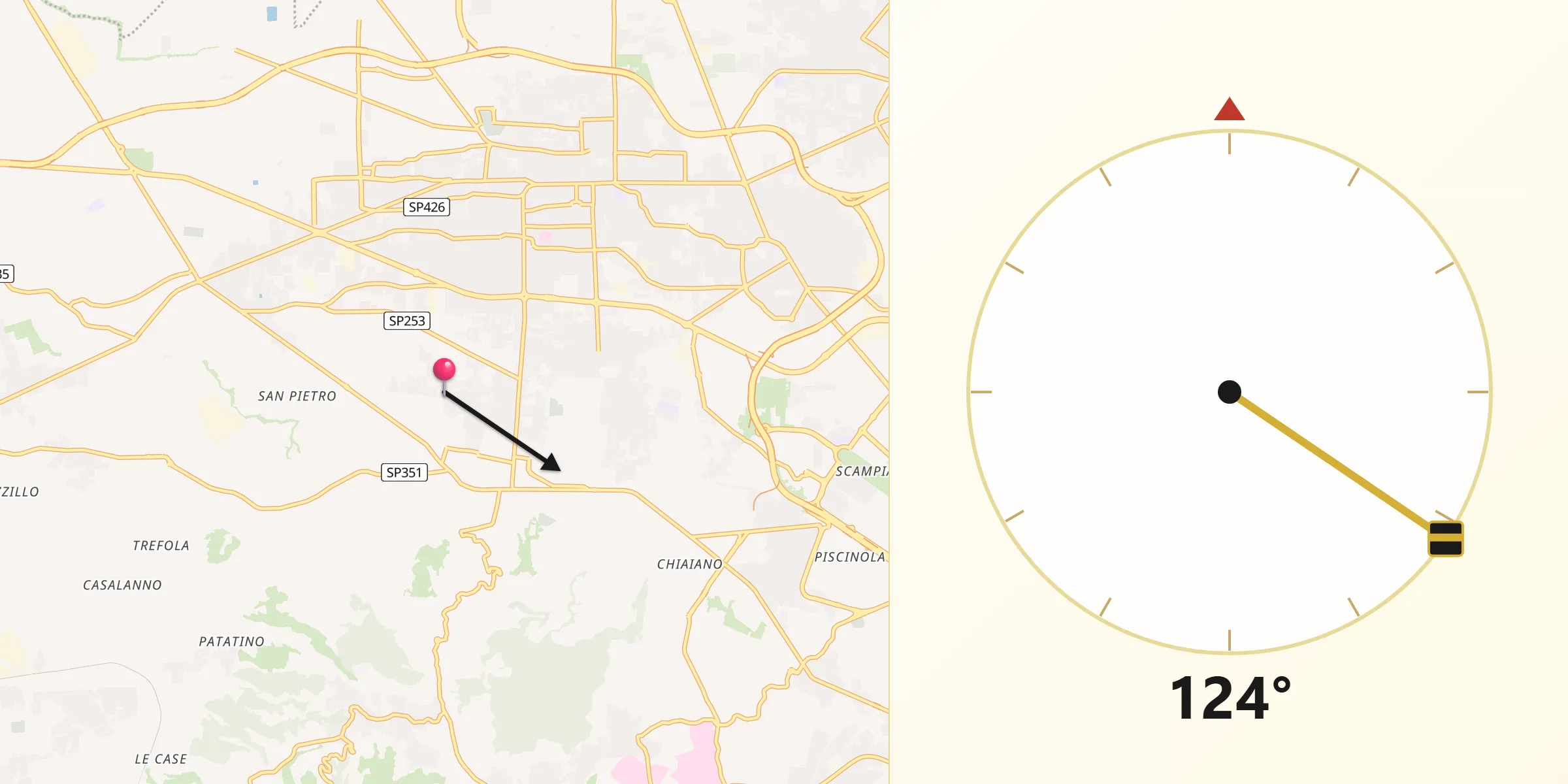 Direzione della Qibla da Calvizzano