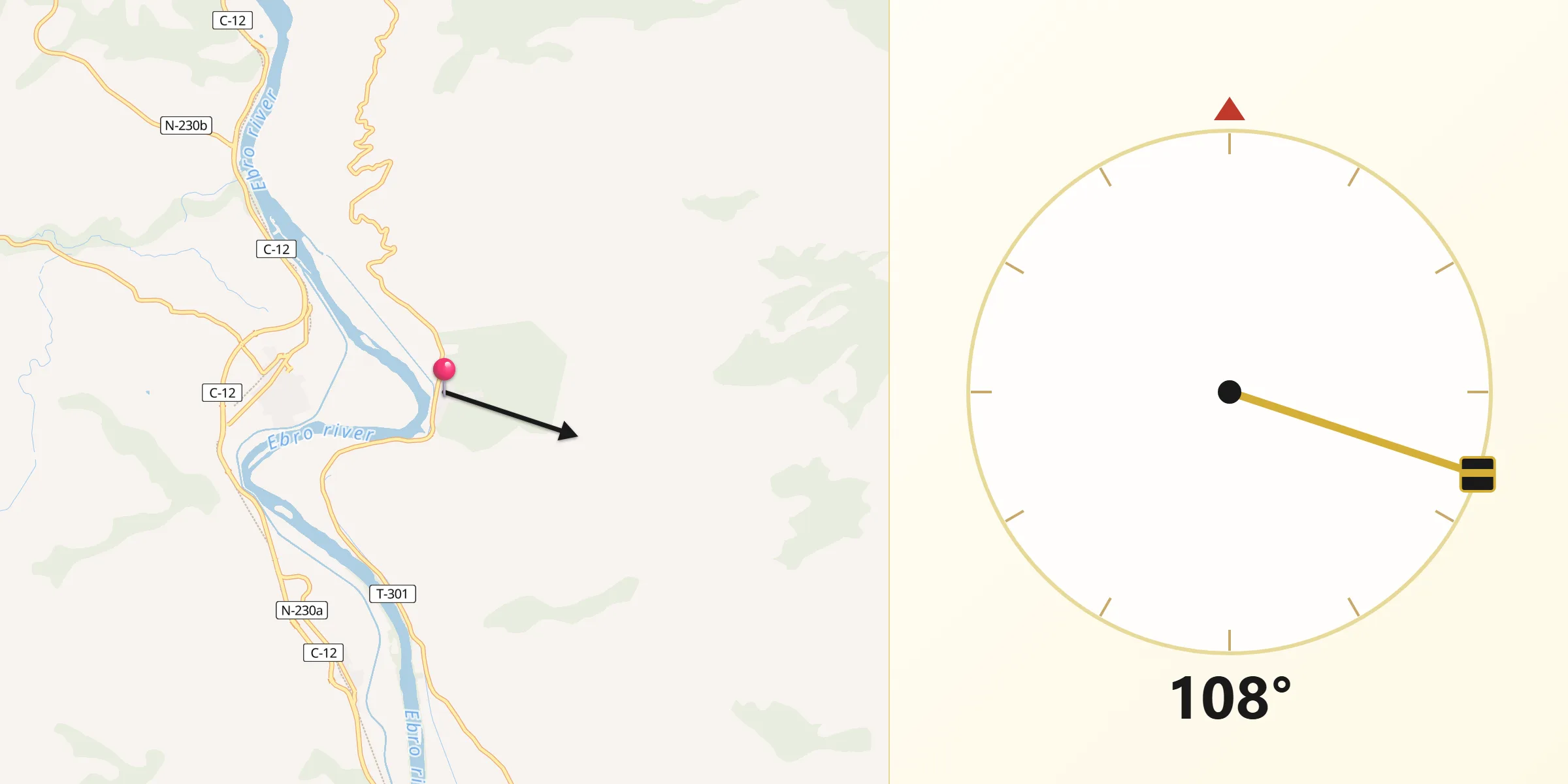 Dirección de la Qibla desde Tivenys