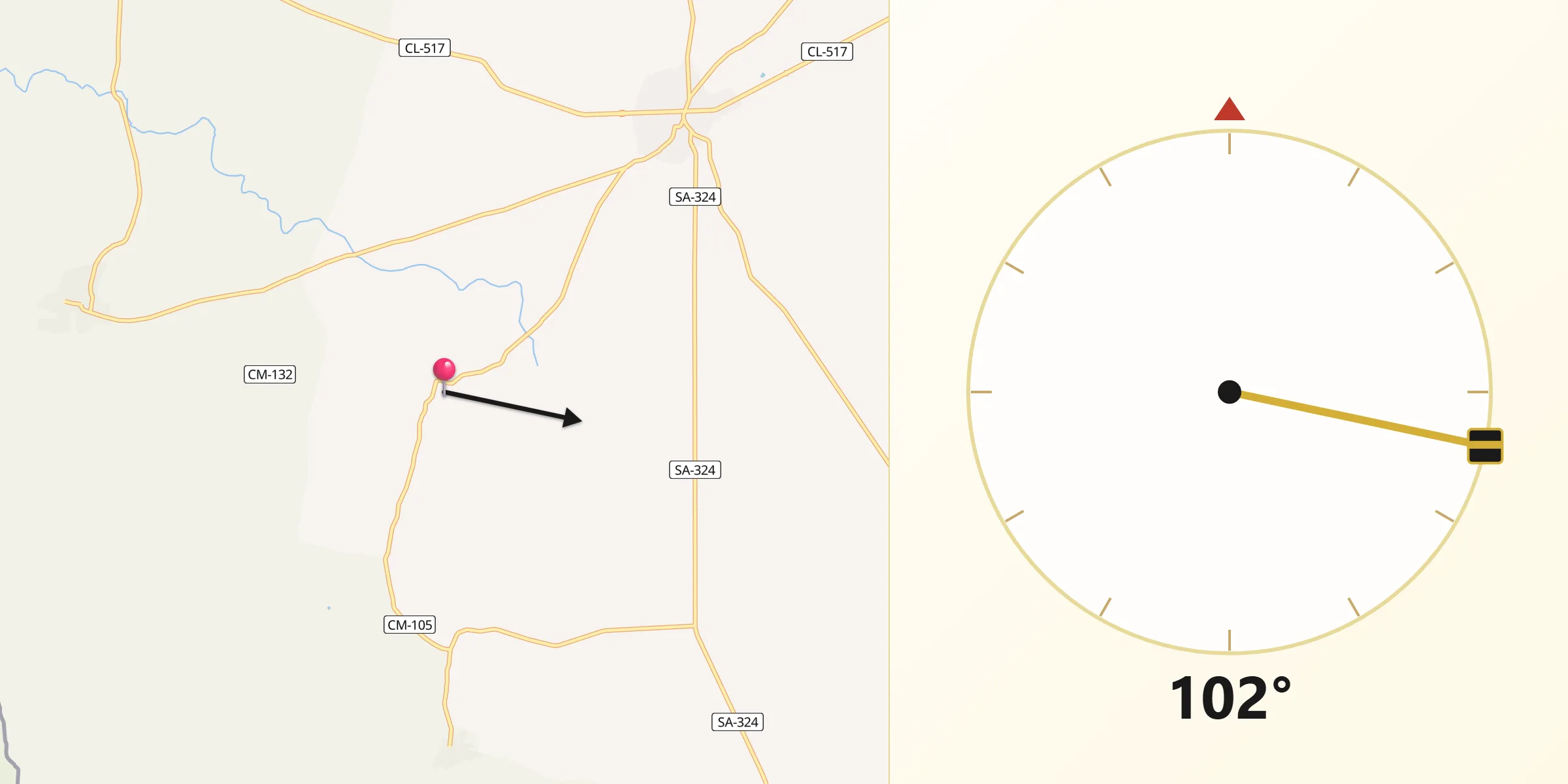 Dirección de la Qibla desde La Redonda