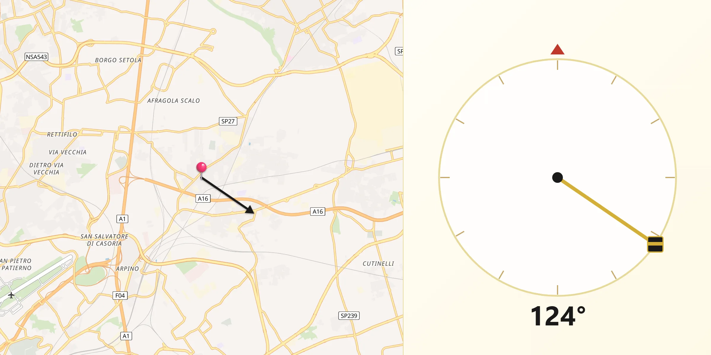 Direzione della Qibla da Casalnuovo di Napoli