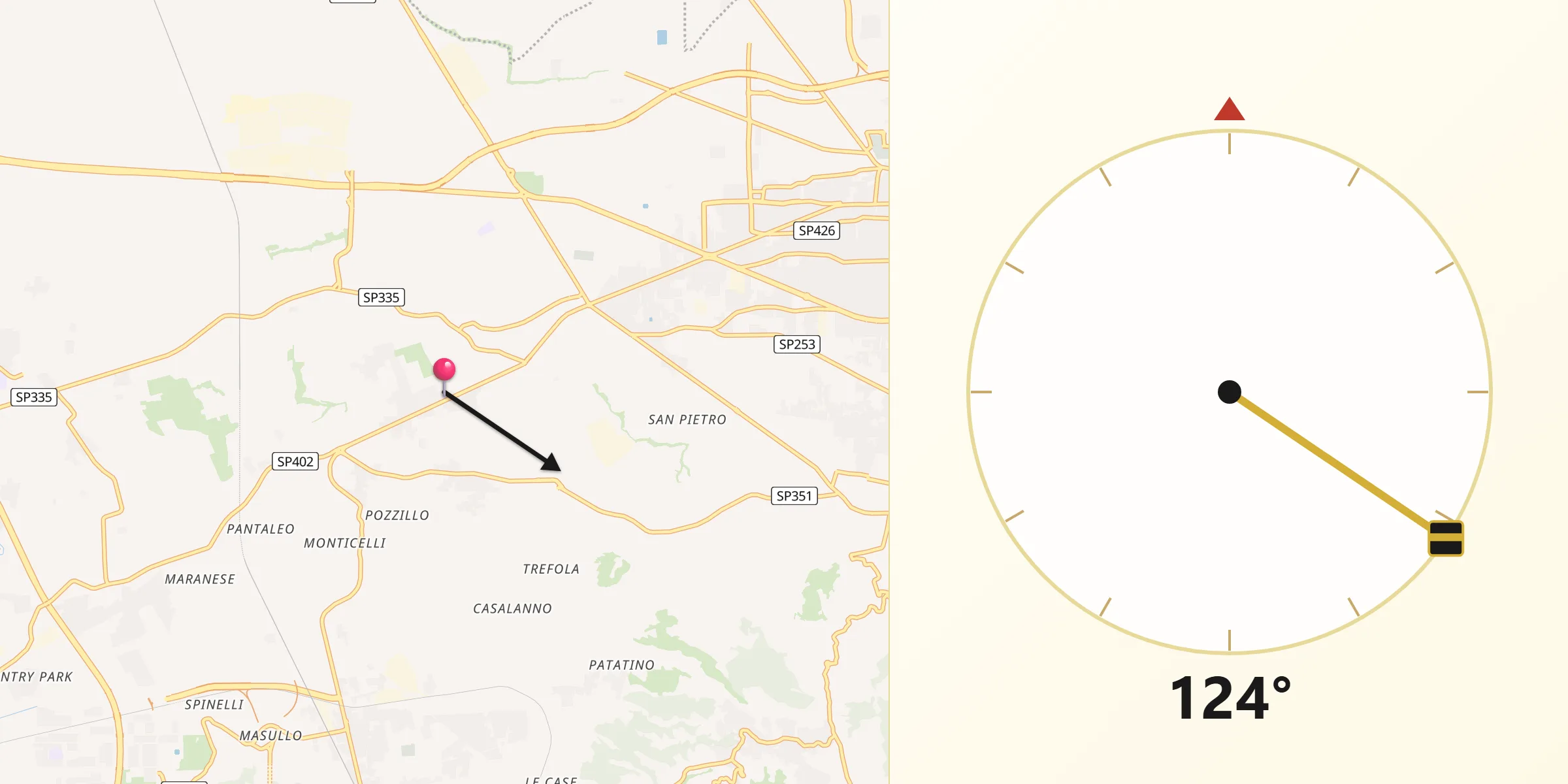 Direzione della Qibla da Torretta-Scalzapecora