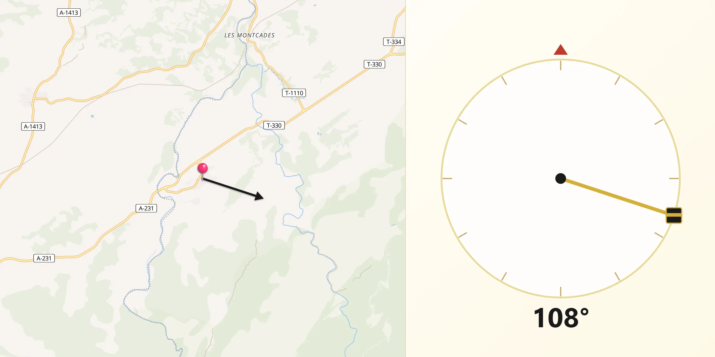 Dirección de la Qibla desde Arnes