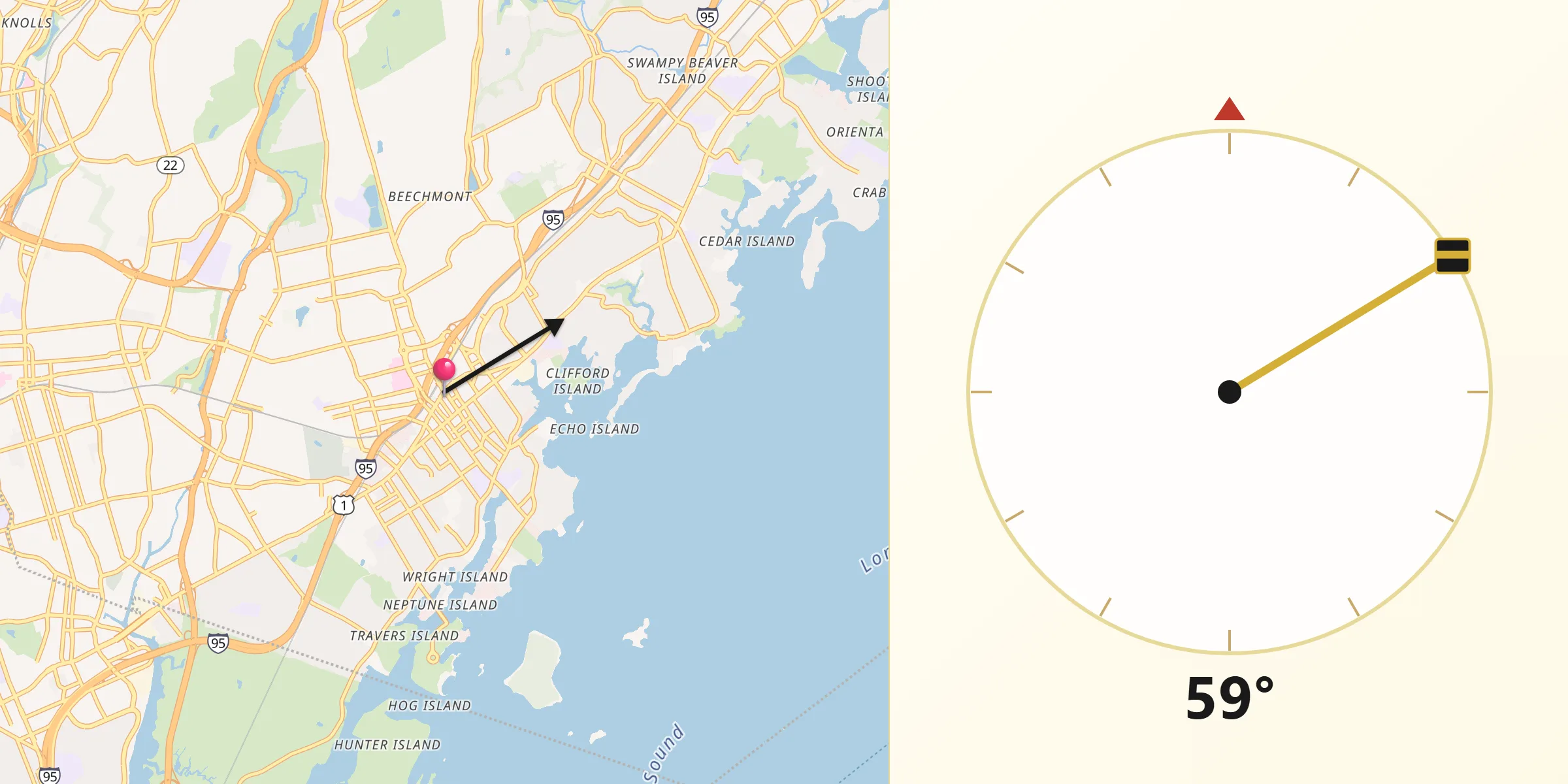 Qibla Direction from New Rochelle
