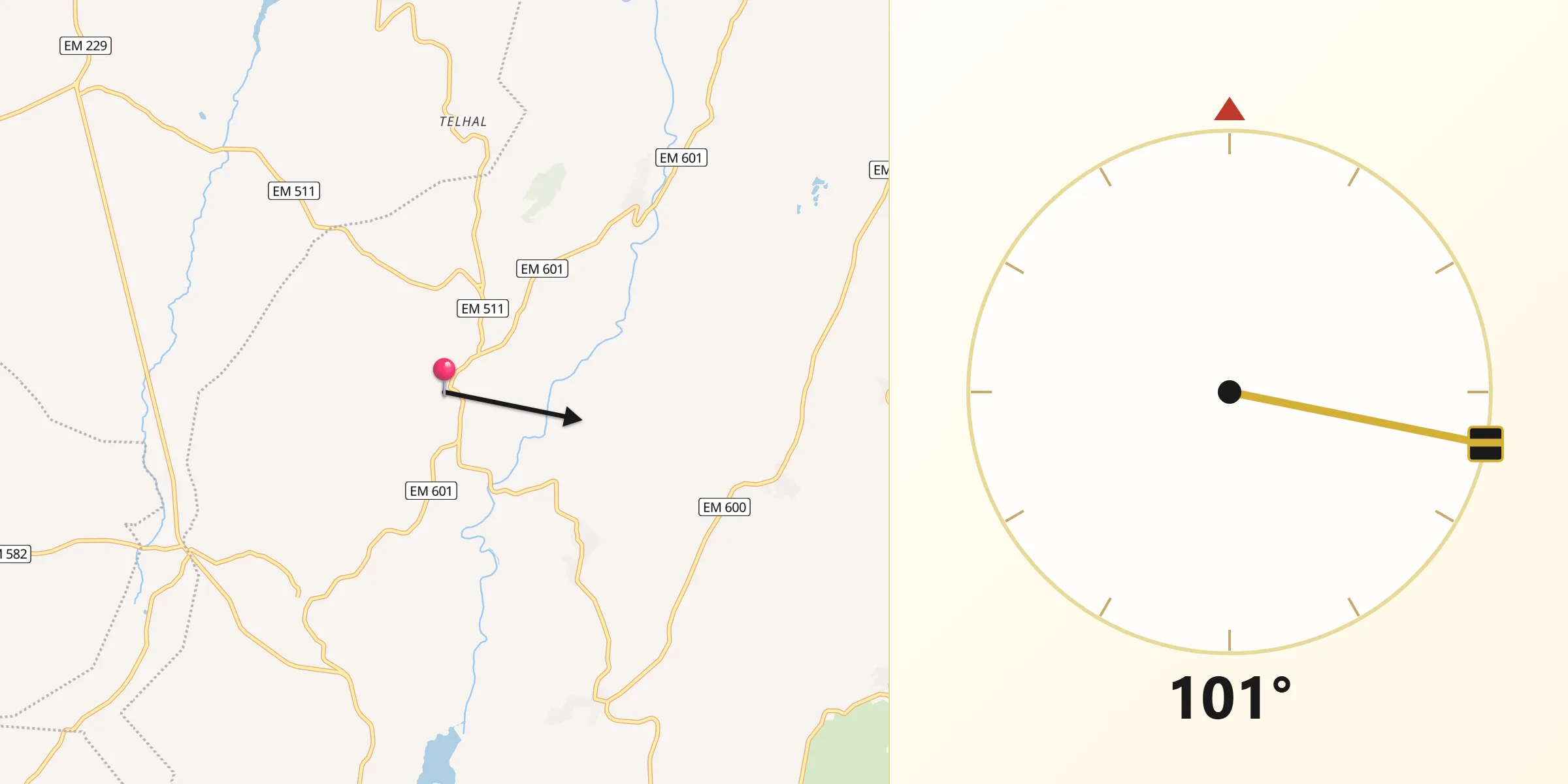 Direção da Qibla a partir de Prova