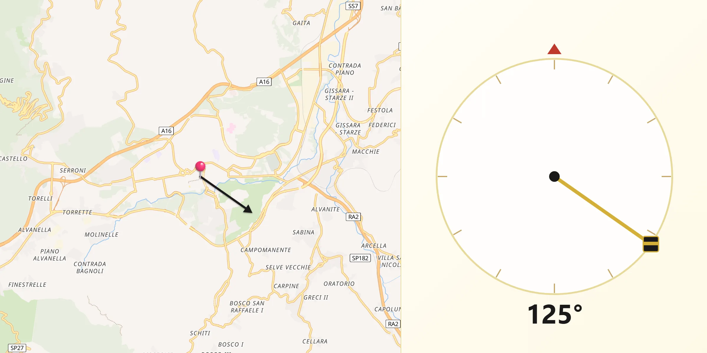 Direzione della Qibla da Avellino