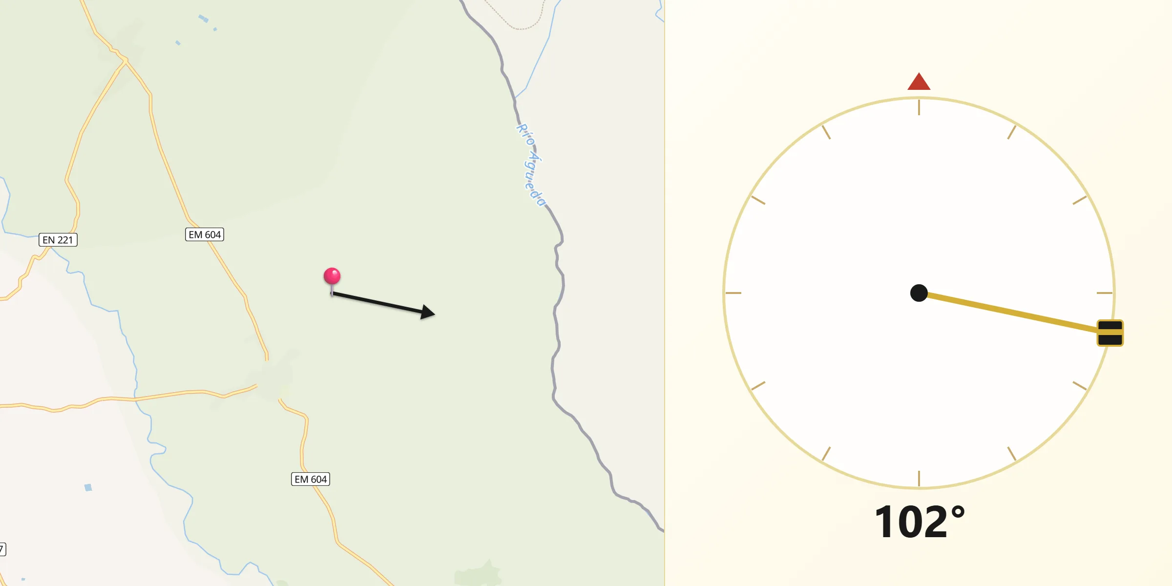 Direção da Qibla a partir de Mata de Lobos